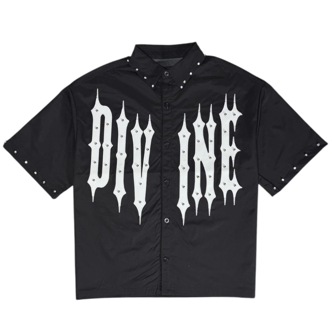 Publik Divine Patch Stud Button Down Shirt (Black) KS2604