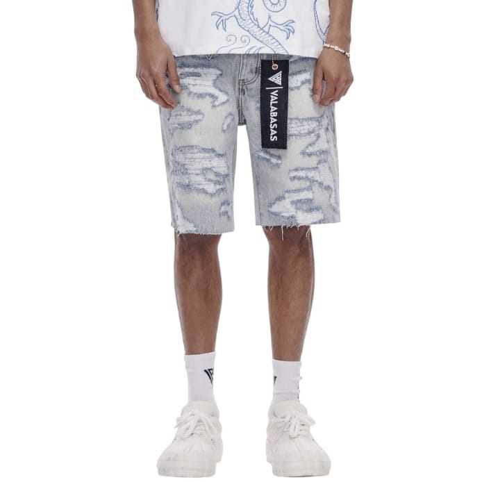 Valabasas Incise Denim Shorts (Light Blue Wash) VLBS-VSH1-1009
