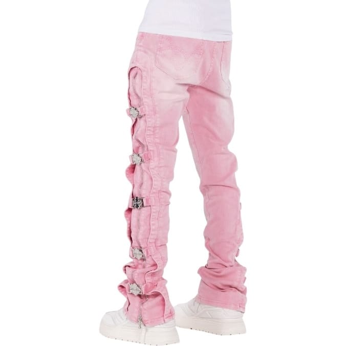 Guapi French Rose Cross Buckle Denim Jean (Rose Pink) 874FRCBD