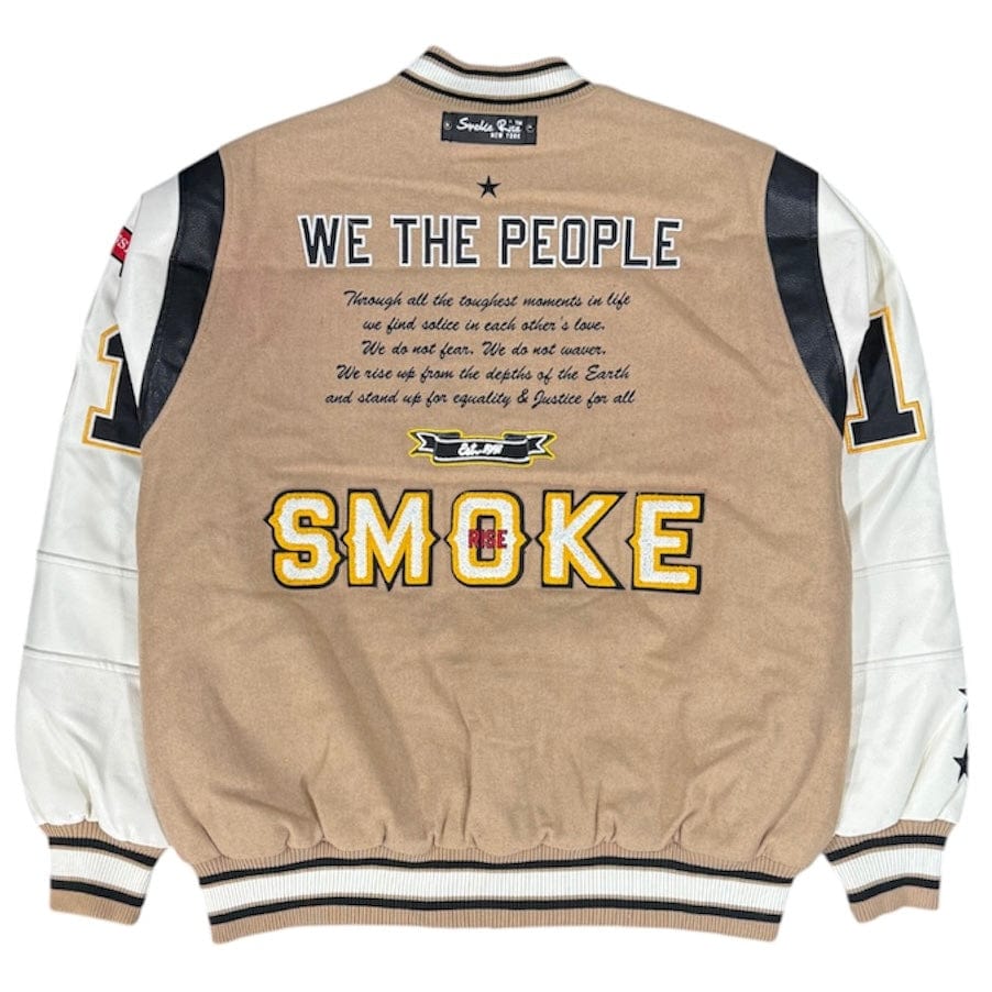 Smoke Rise All Gain No Pain Varsity Jacket (Beige) 82930