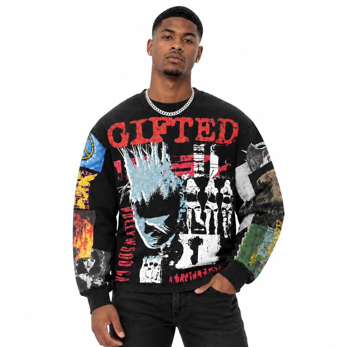 Reserve Riots In America Crewneck Long Sleeve Tee (Black)