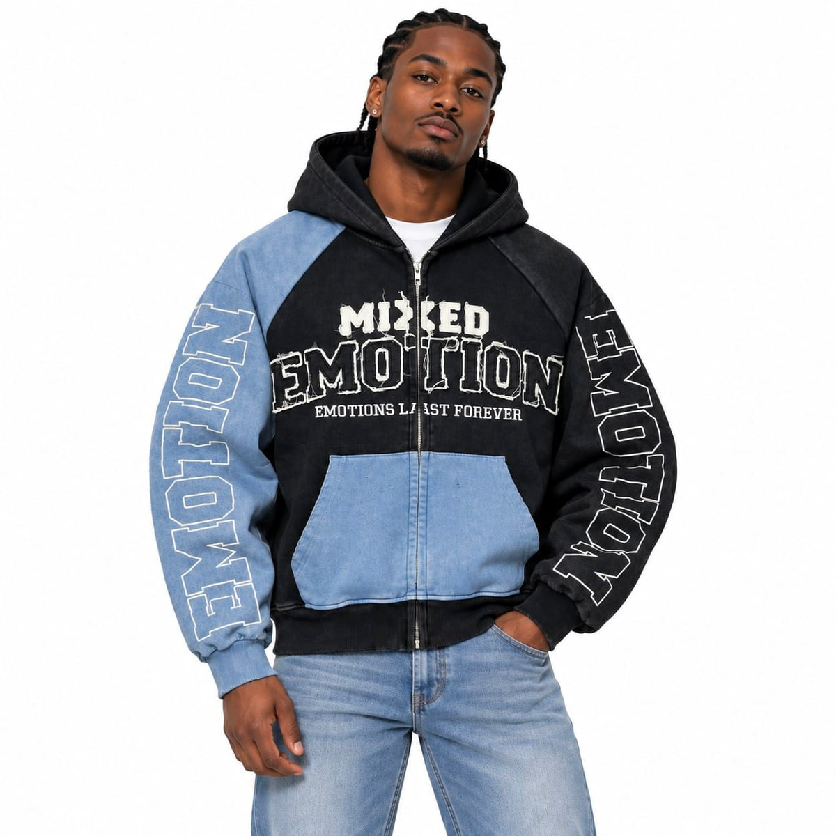 Mixed Emotion Split Decision Hoodie (Blue/Black)