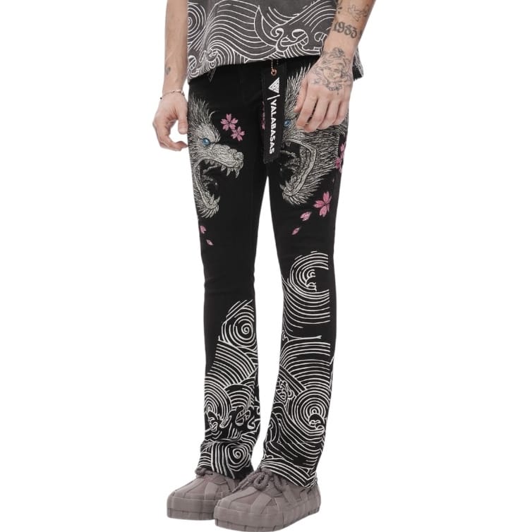 Valabasas Tenka Stacked Denim Jean (Jet Black) VLBS-VJ3-1127
