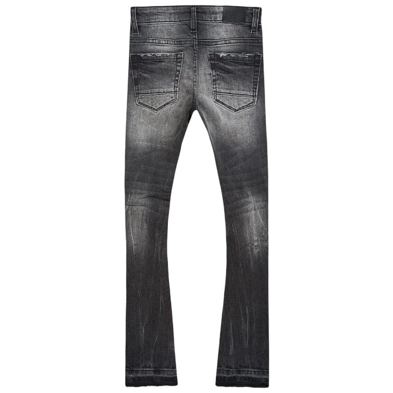 Kids Jordan Craig Stacked Shreds On Knees Denim (Black Shadow) JTF2294K