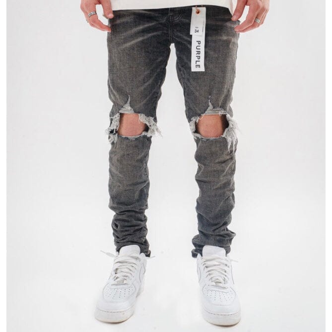 Purple Brand Grey Dirty Blowout Jean (Grey Wash) P002-GEB