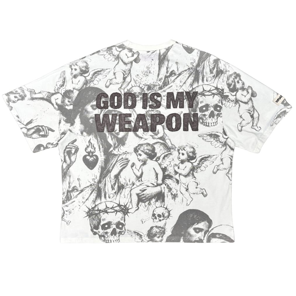 Wrathboy God Is My Weapon Tee (Off White) WB623-OFW