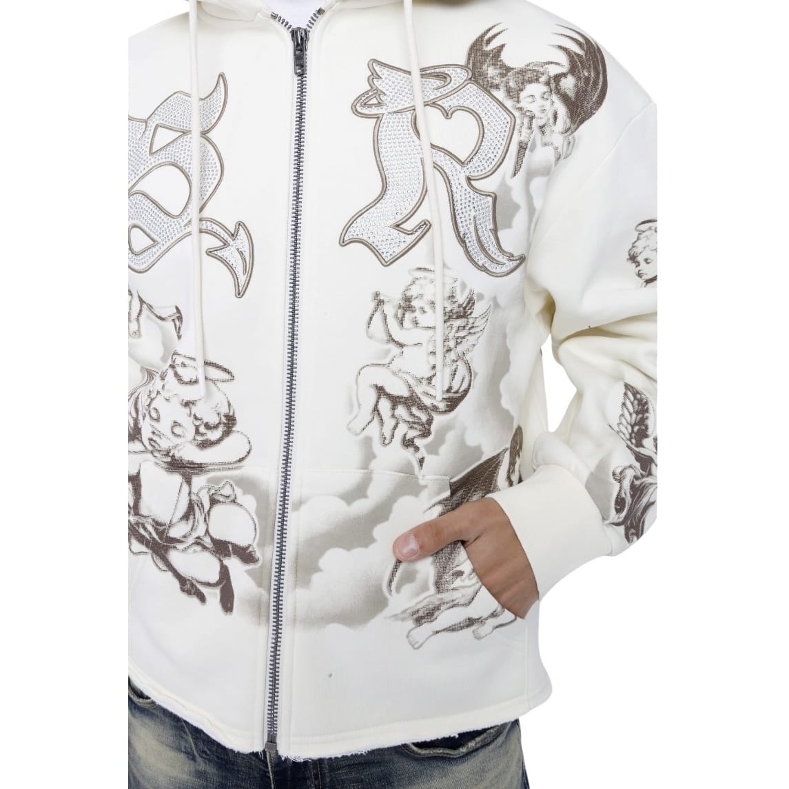 Smoke Rise Trouble In Peace Zip Hoodie (Ecru) FO26F541