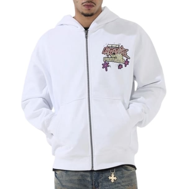 See You In Paradise Pictures Zip Up Hoodie (White) 8262H