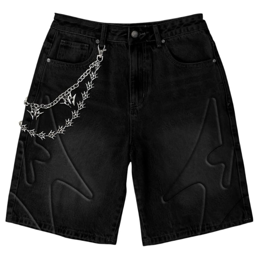 Melee Shogun Embossed Denim Shorts (Black) ML26-SUM2-10
