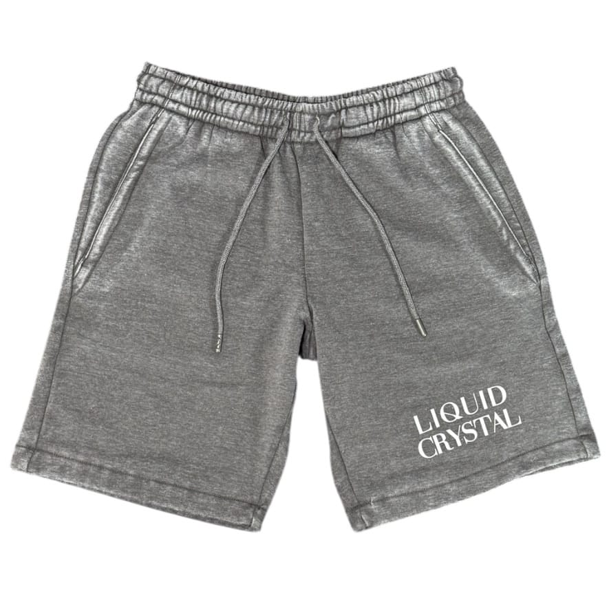 Liquid Crystals Burn Out Wash Hoodie & Short Set (Heather Grey)