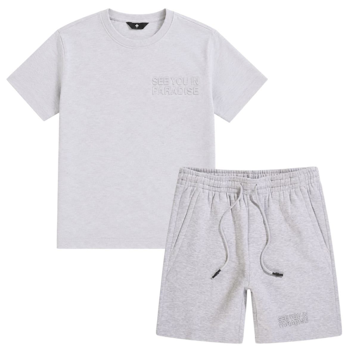 Kids See You In Paradise Tonal Short Set (Heather Grey) 2078AK/2078SK
