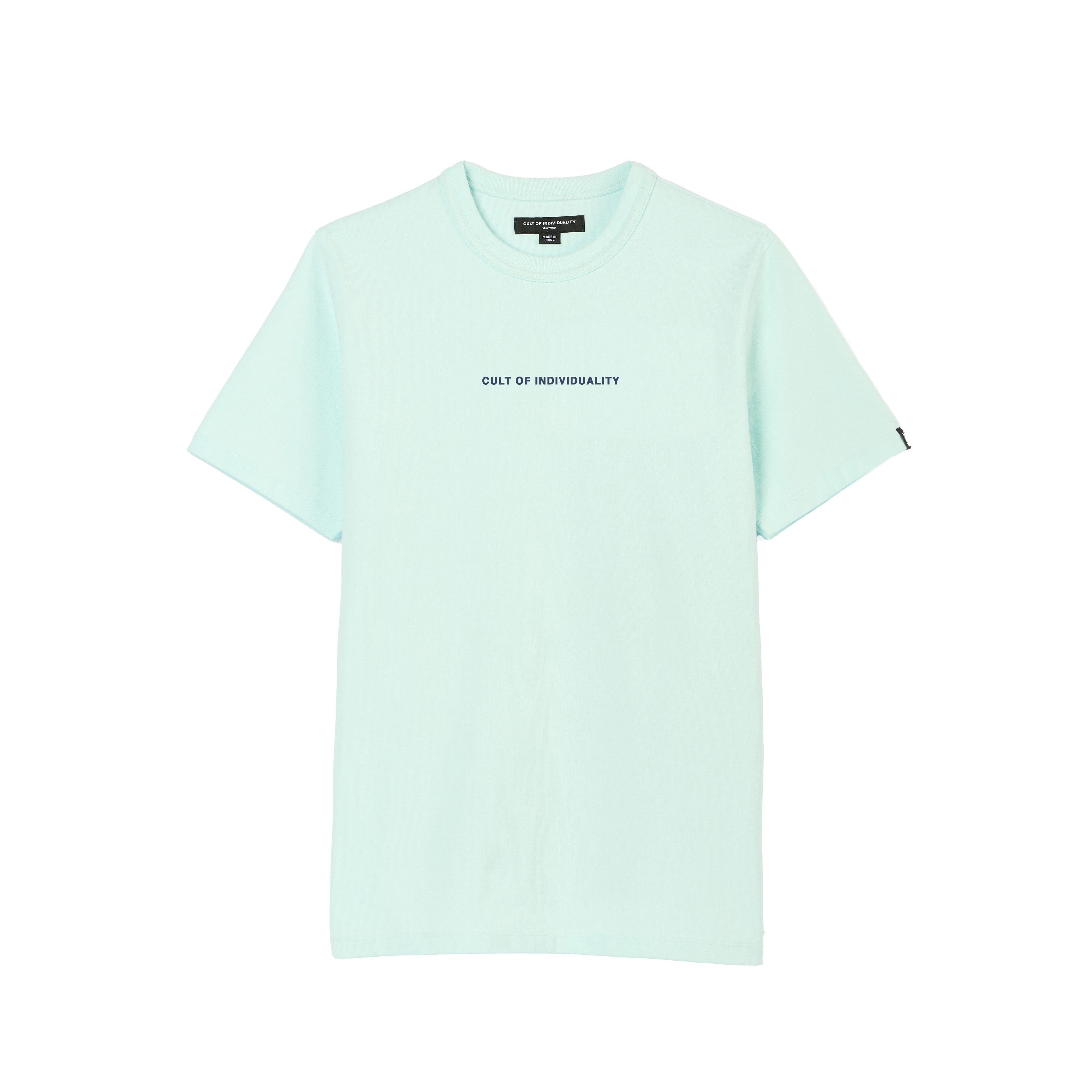 Cult's Heavyweight Short Sleeve Crew Neck Tee "Shimuchan" Logo in Powder Blue