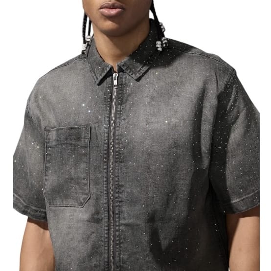 Jordan Craig Radiant Denim Zip Up Shirt (Smoked Grey) 2082