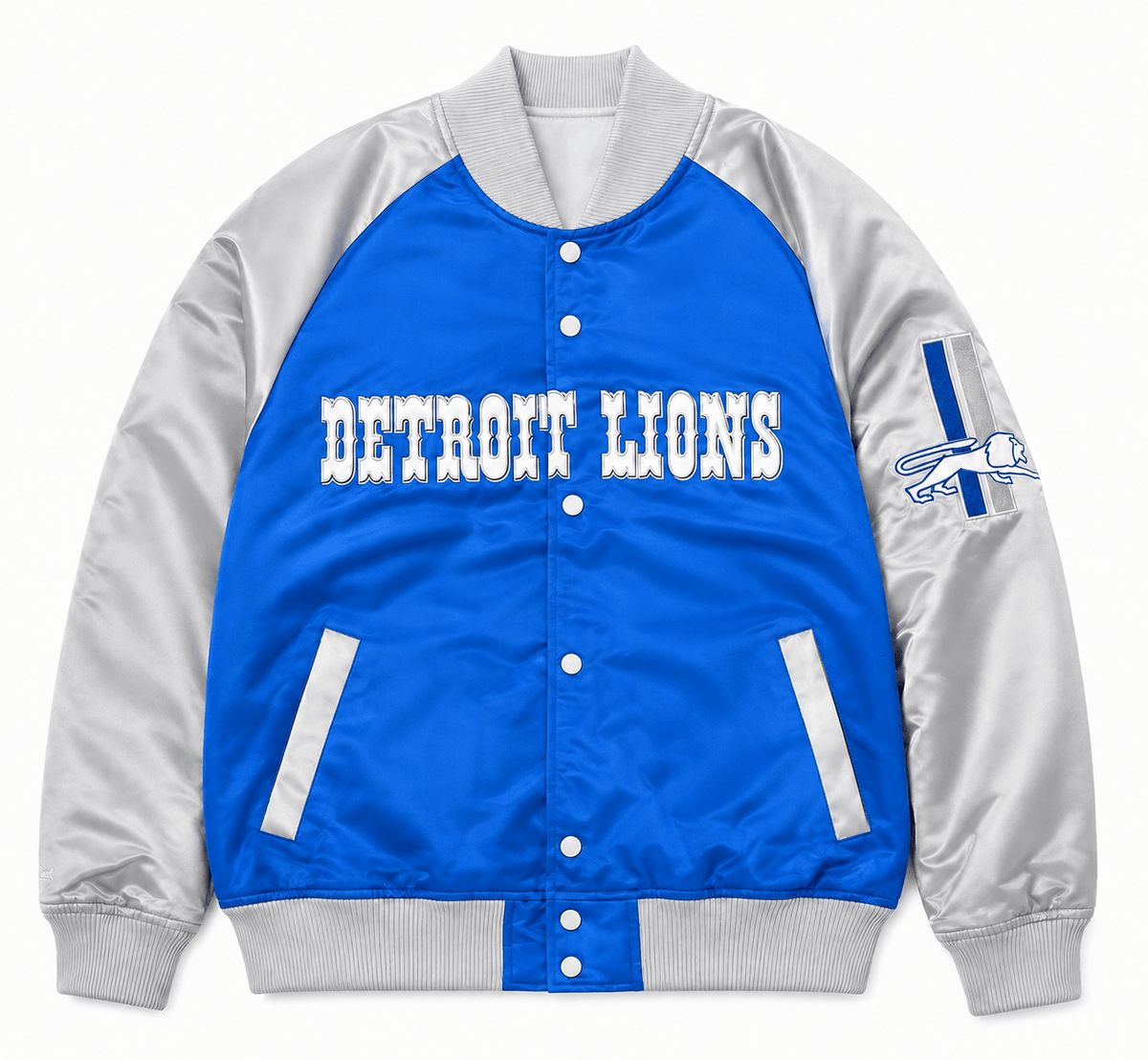 Mitchell & Ness NFL Detroit Lions Player Lightweight Satin Jacket (Blue/Grey)