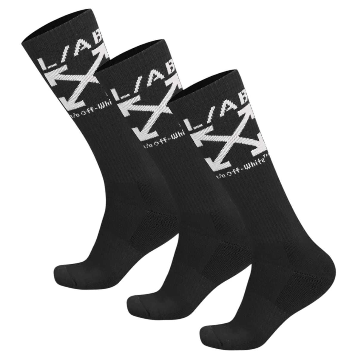 Lab Off-White Clamp Arrows Mid Calf Crew Socks 3 Pack (Black)
