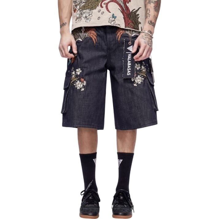 Valabasas Graviku Baggy Cargo Denim Shorts (Indigo) VLBS-VSH1-1020