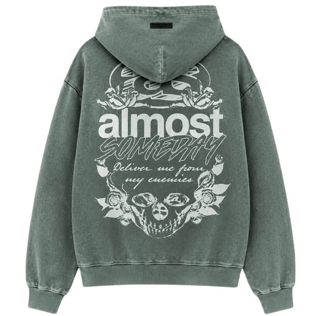 Almost Someday Enemies Zip Hoodie & Flare Pants Set (Green)