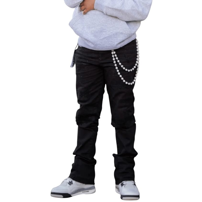 Boys Jordan Craig Stacked Tribeca Twill Pants (Black) JTF934RB