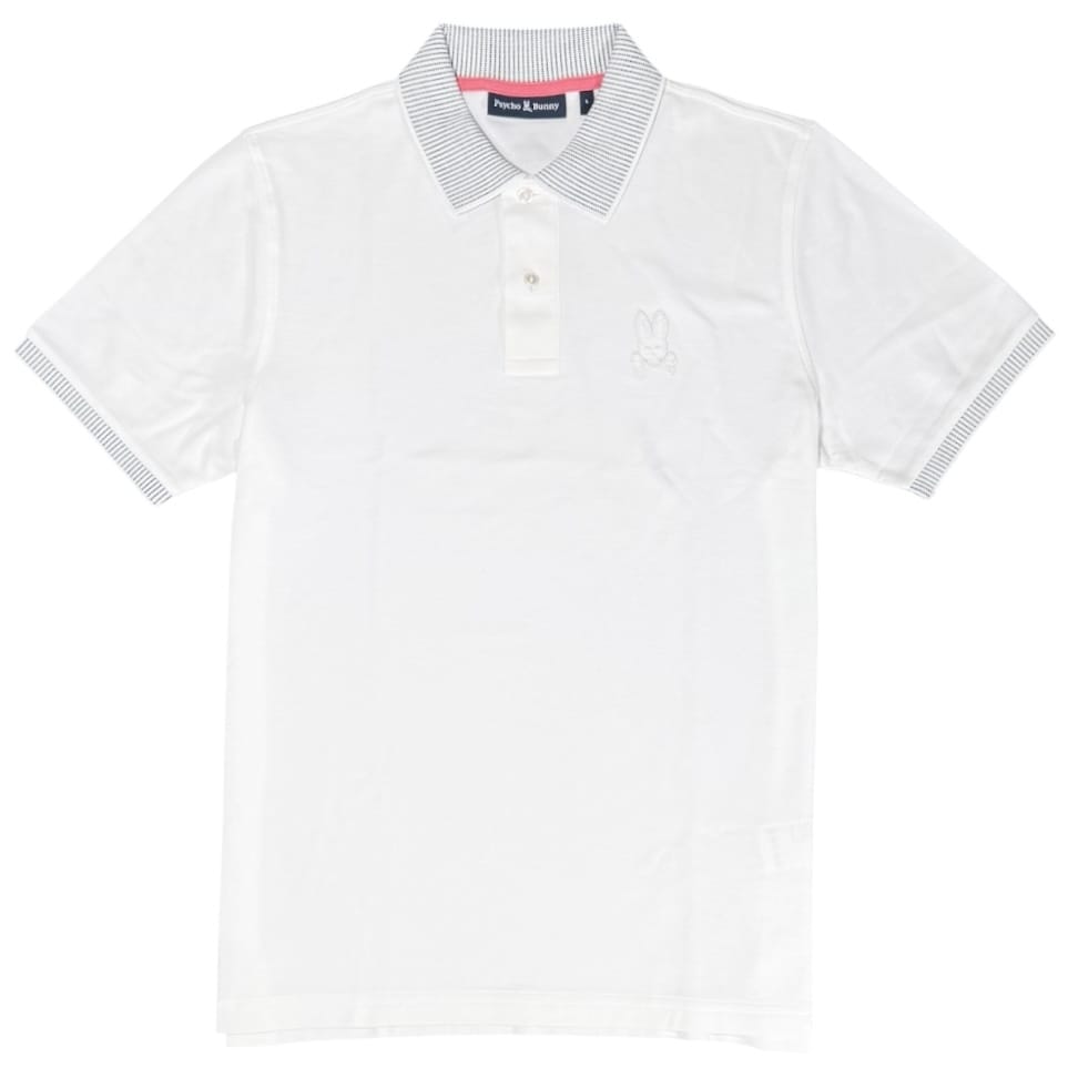 Psycho Bunny Damon Pique Polo (White) B6K928Y1PC