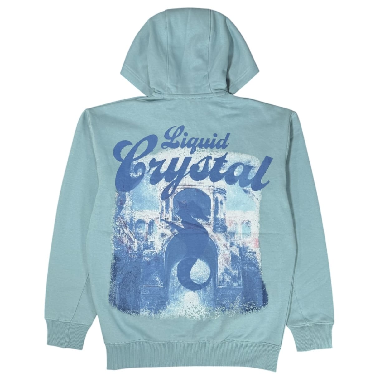 Liquid Crystals Rhinestone Seahorse Zip Up Hoodie (Aqua) 8643H