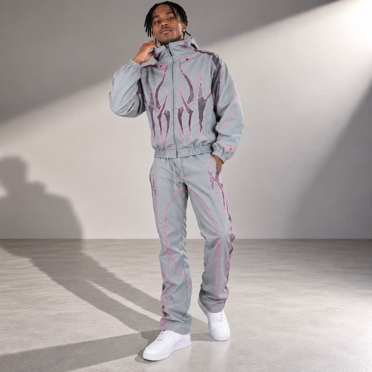 R3bel Denim Hooded Windbreaker Set (Grey) 3163-835