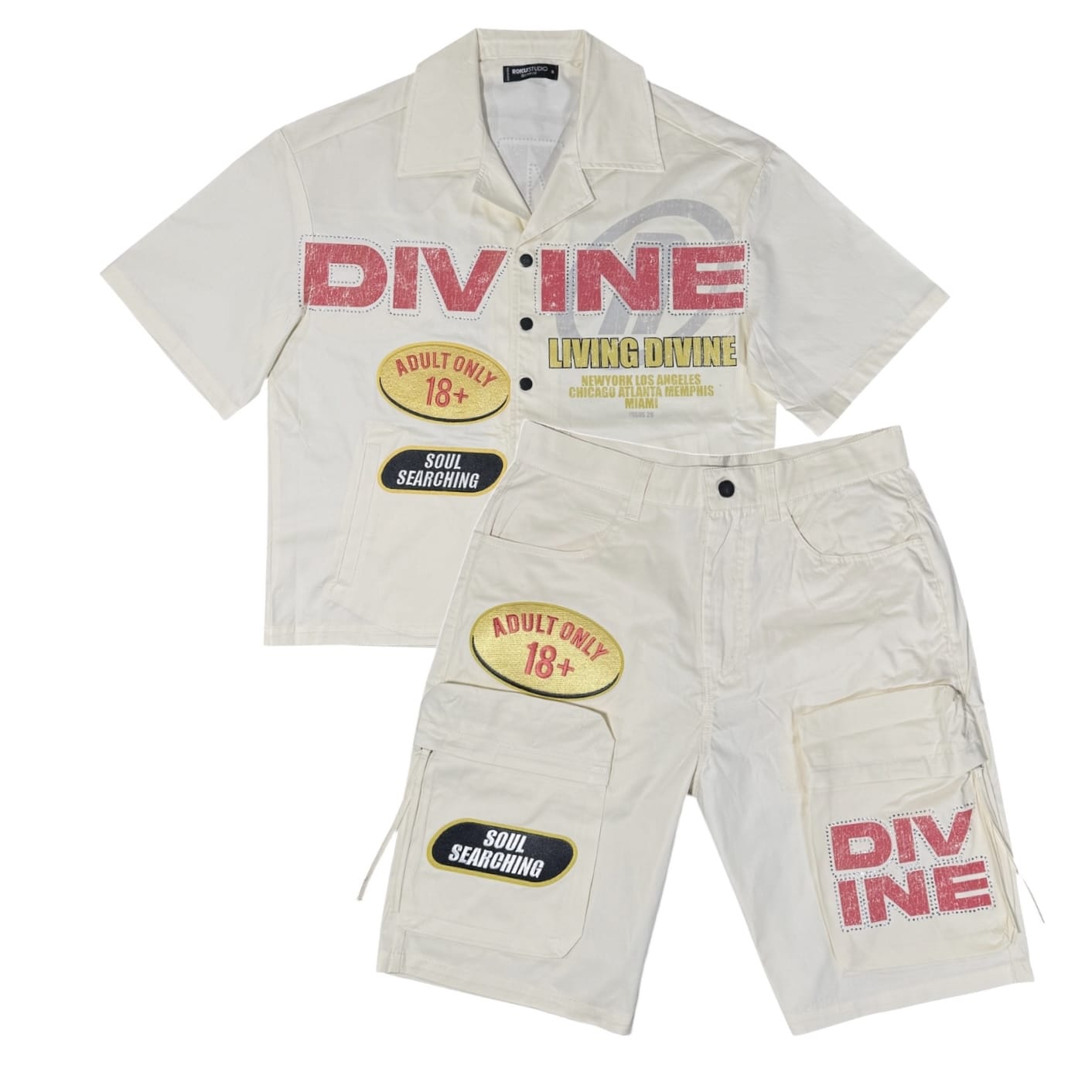 Roku Studios Divine Woven Shirt & Short Set (Eggshell)