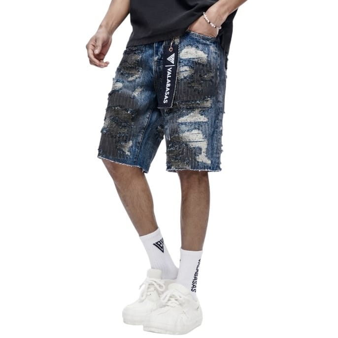 Valabasas Incise Denim Shorts (Dark Blue) VLBS-VSH1-1009