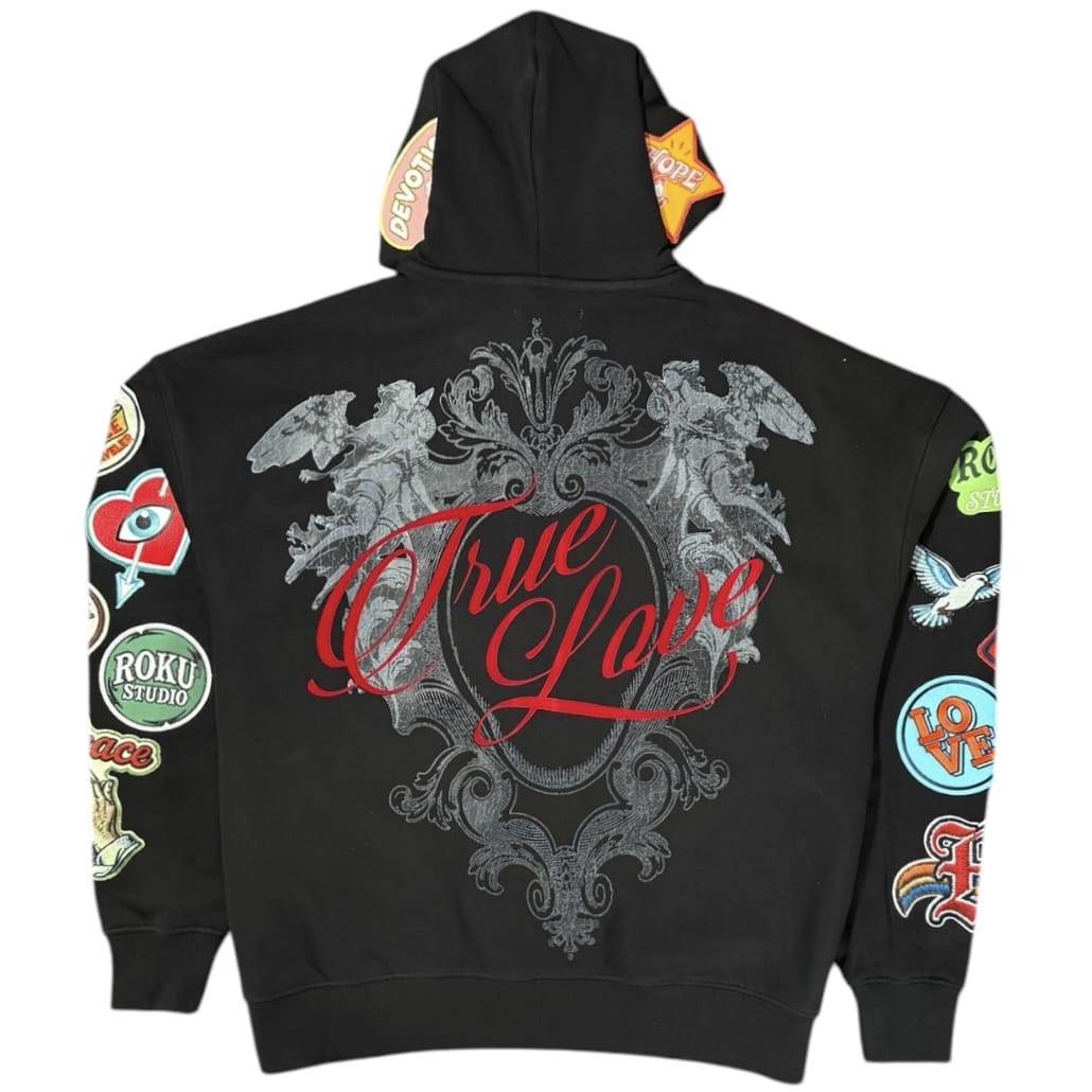 Roku Studios Devotion Faded Zip Hoodie & Flare Sweatpants Set (Black)