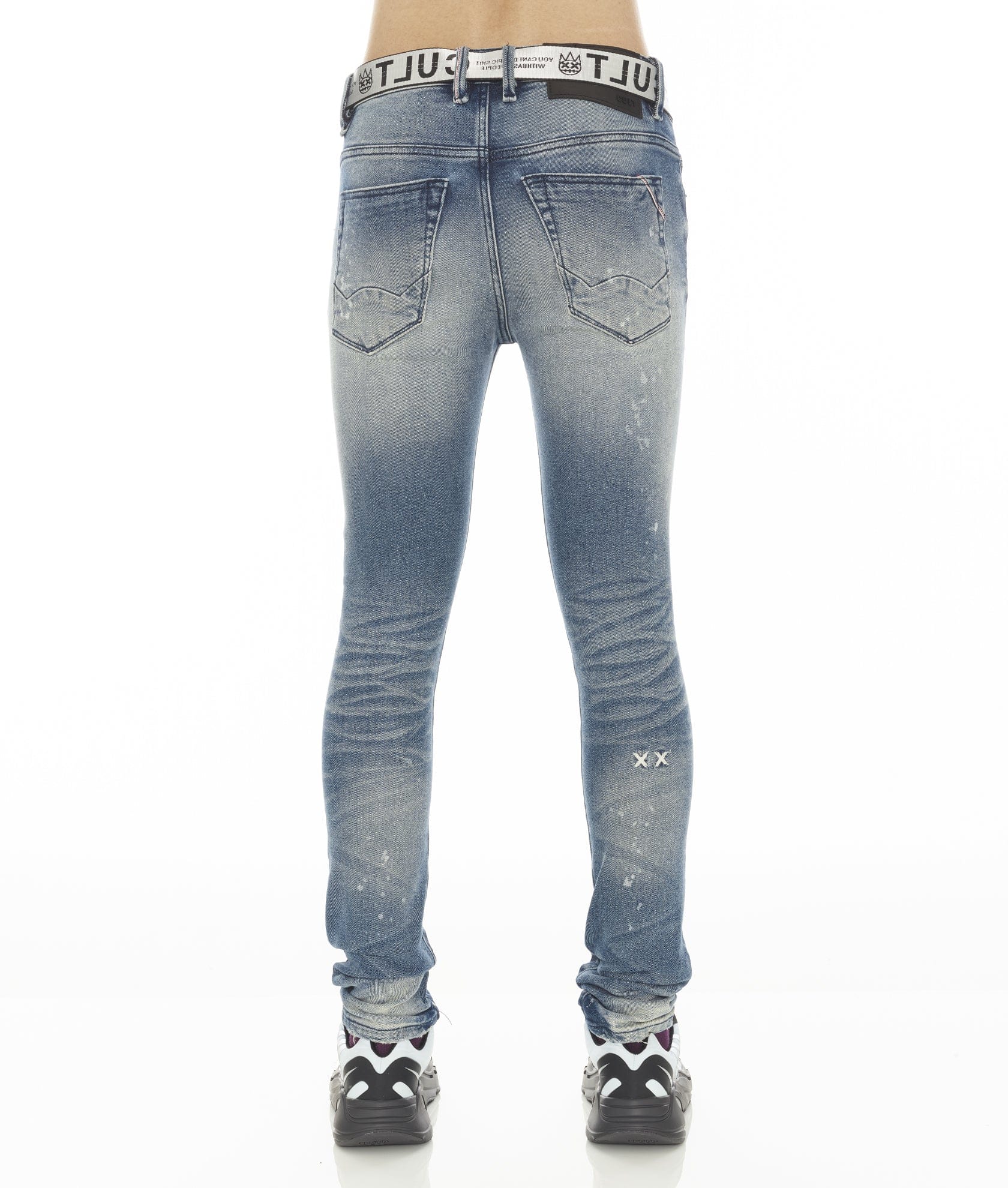 PUNK SUPER SKINNY STRETCH W/ WHITE BELT IN BASIL