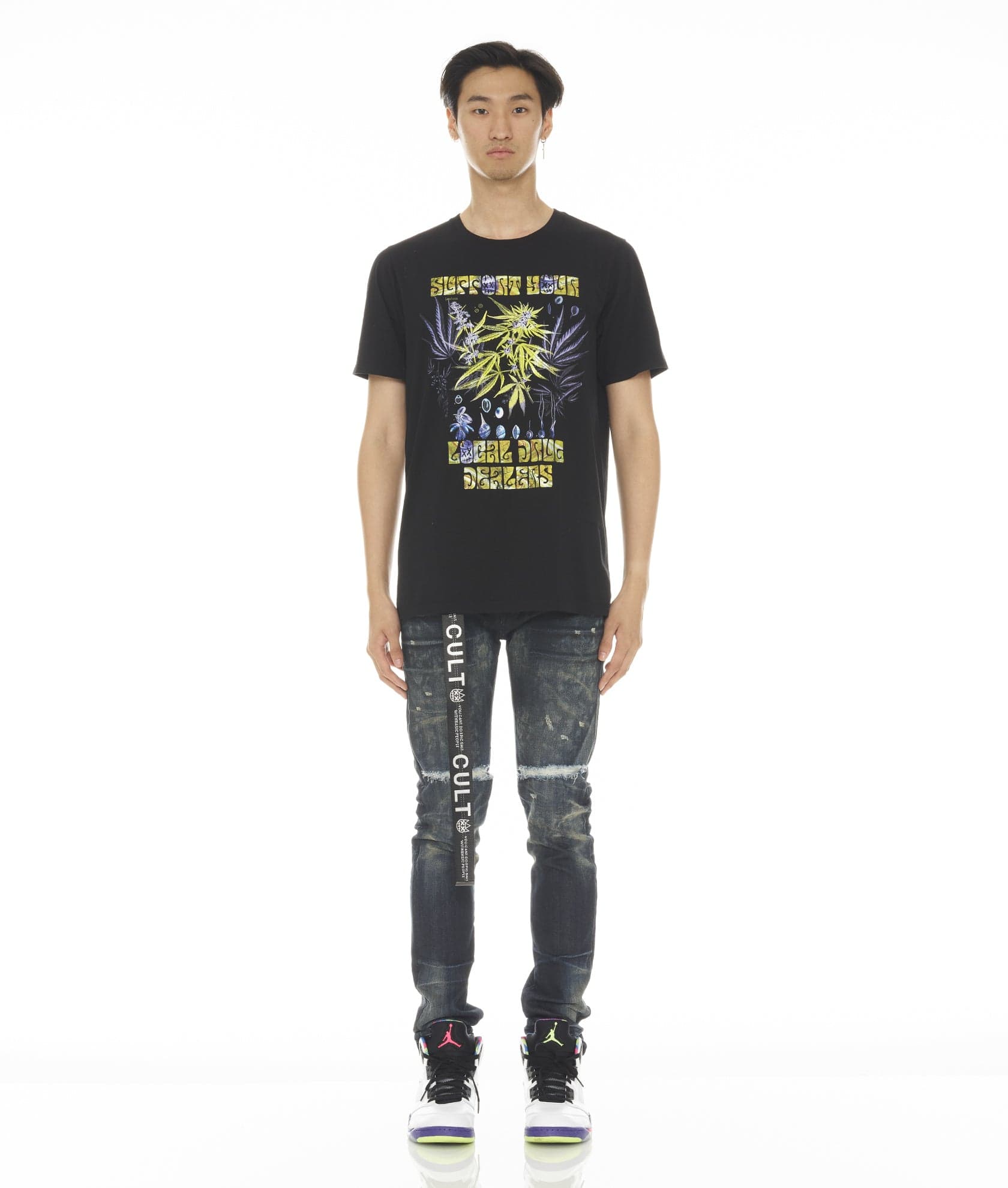 SHORT SLEEVE CREW NECK TEE "LOCAL DEALER" IN BLACK