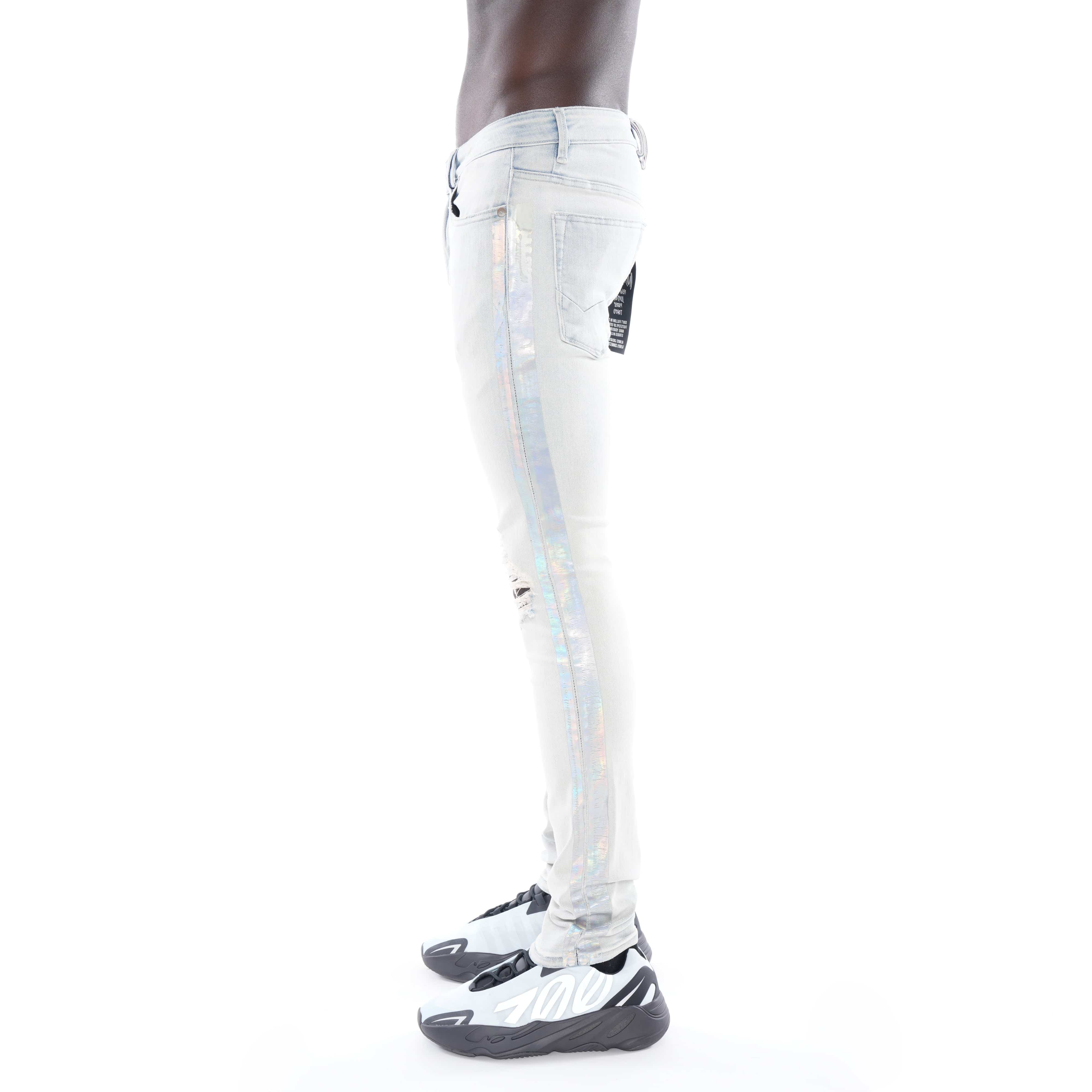 PUNK SUPER SKINNY BELTED STRETCH IN FOIL