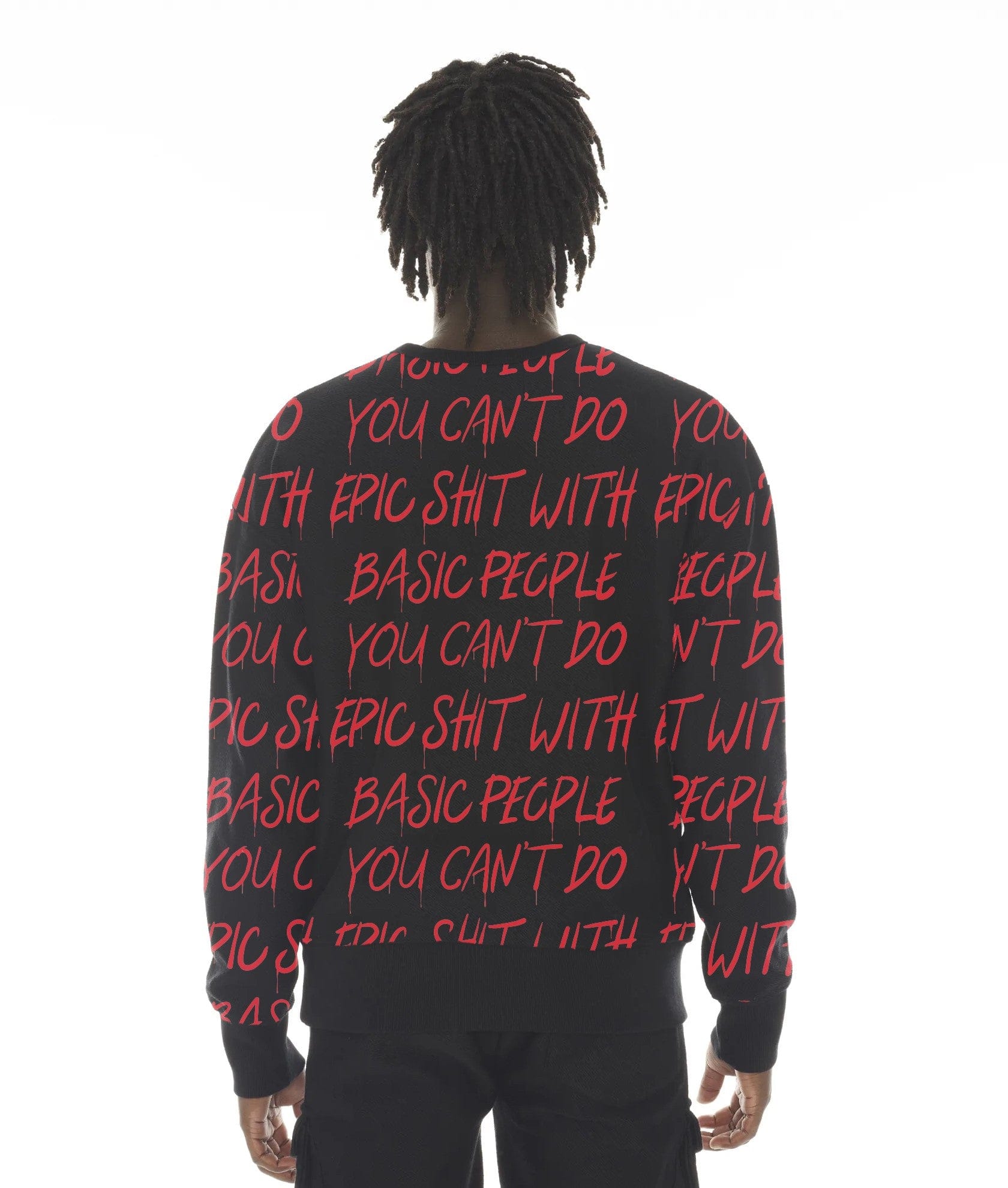 FRENCH TERRY CREWNECK SWEATSHIRT "CANT DO EPIC SHIT" IN BLACK