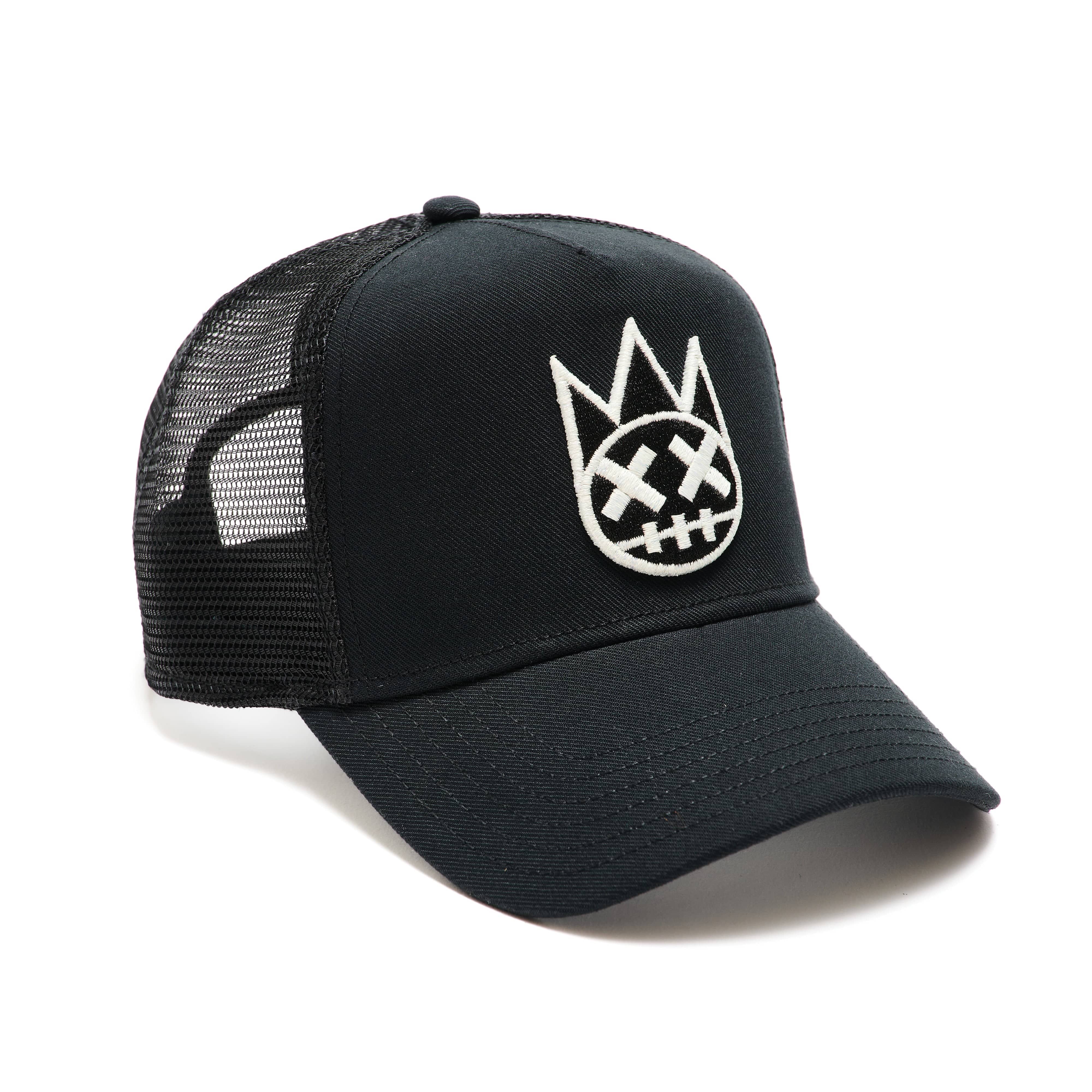 Black Trucker Hat – Mesh Back, White Clean Logo