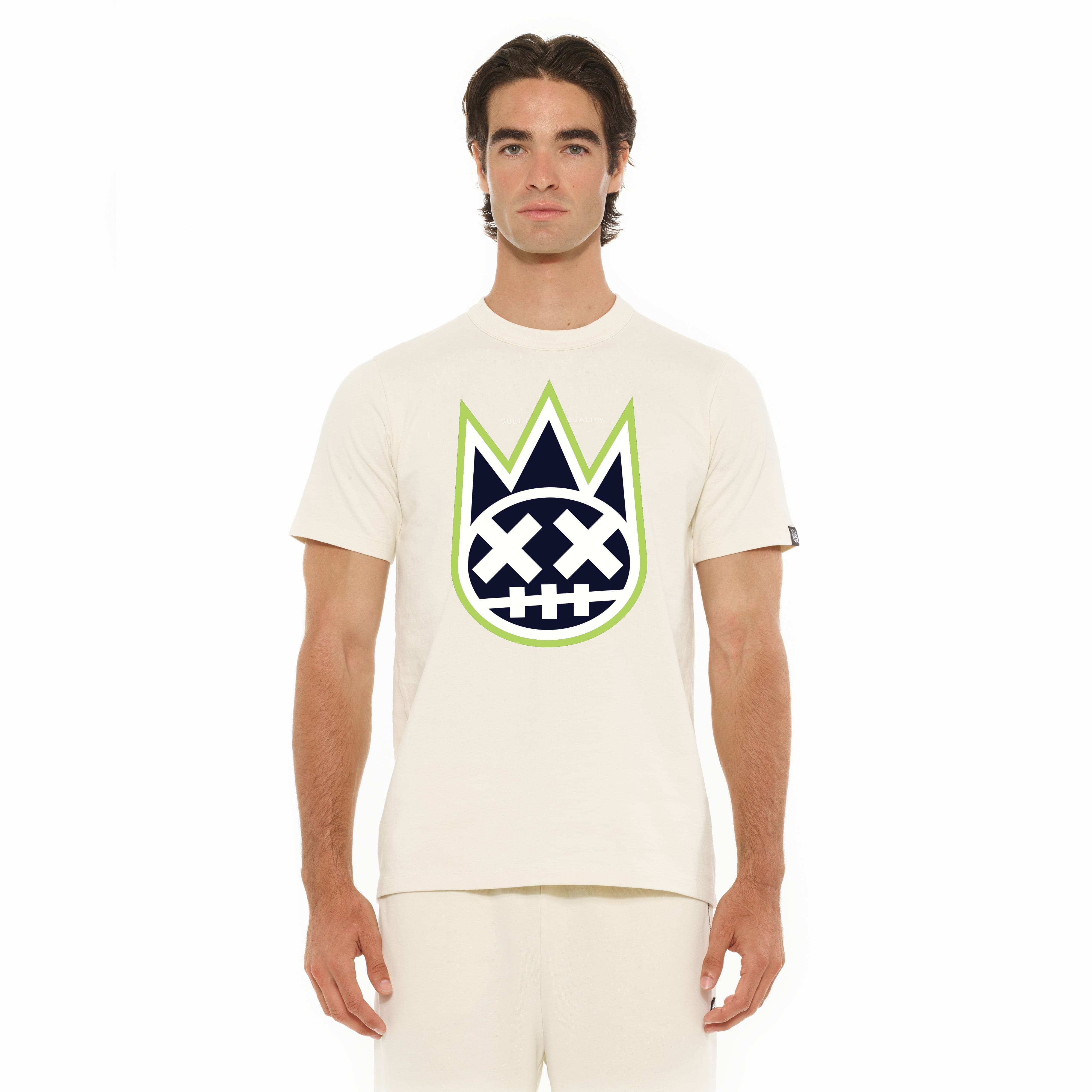 Cult's S/S Crew Neck Logo Tee in Winter White