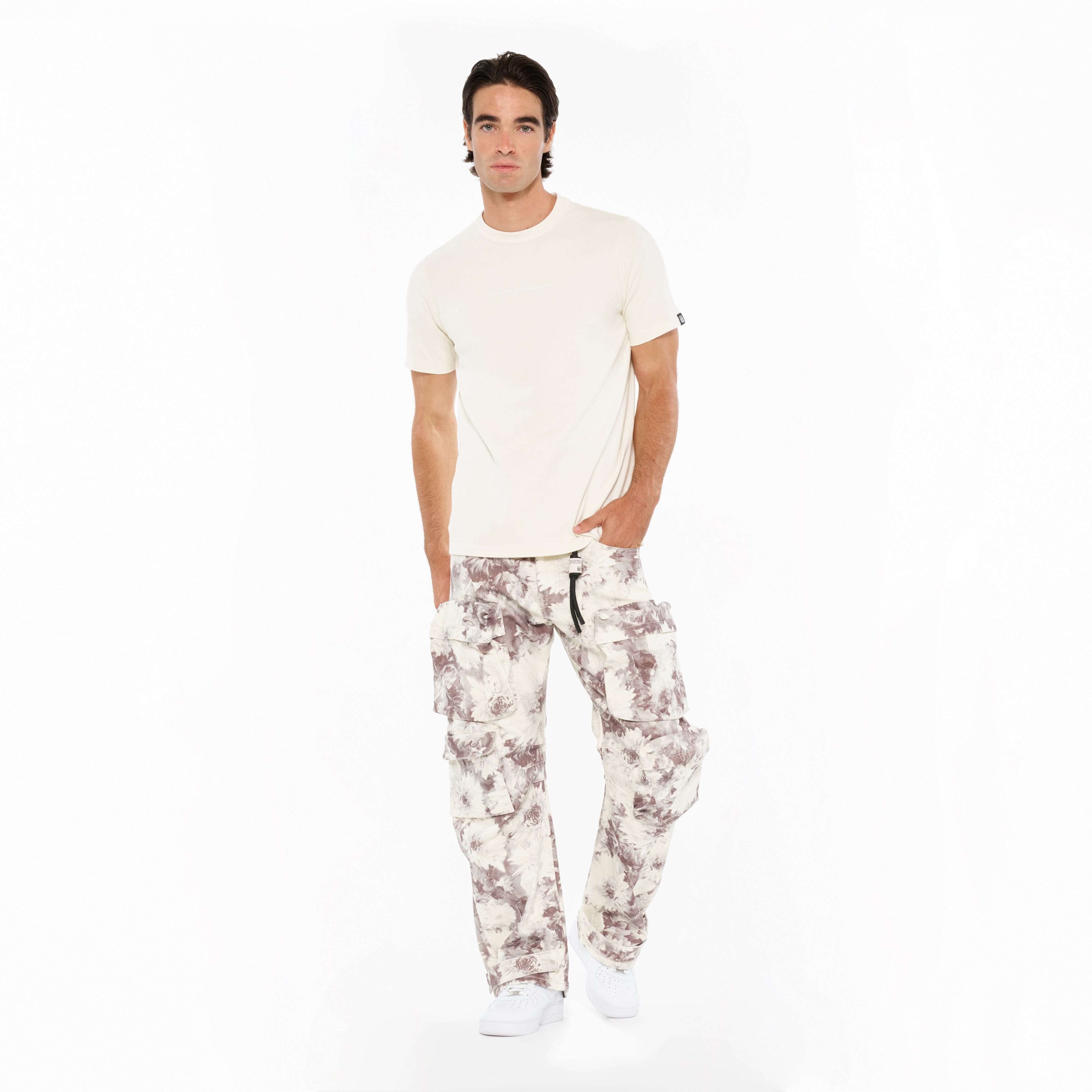 Cult's Grunge Baggy Cargo 610 Jeans in Floral Print