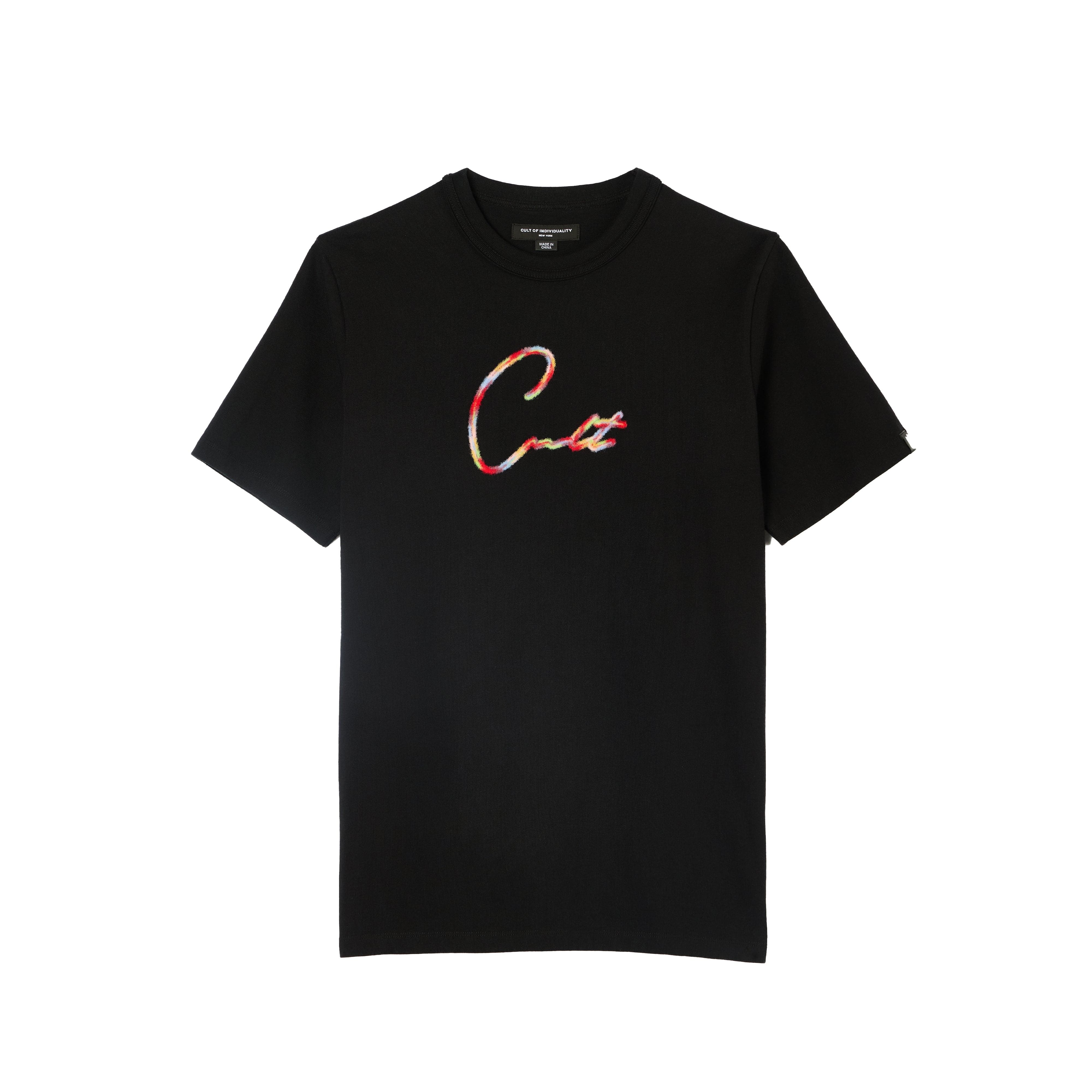 Cult's Heavyweight Short Sleeve Crew Neck Tee "Script Logo" in Black