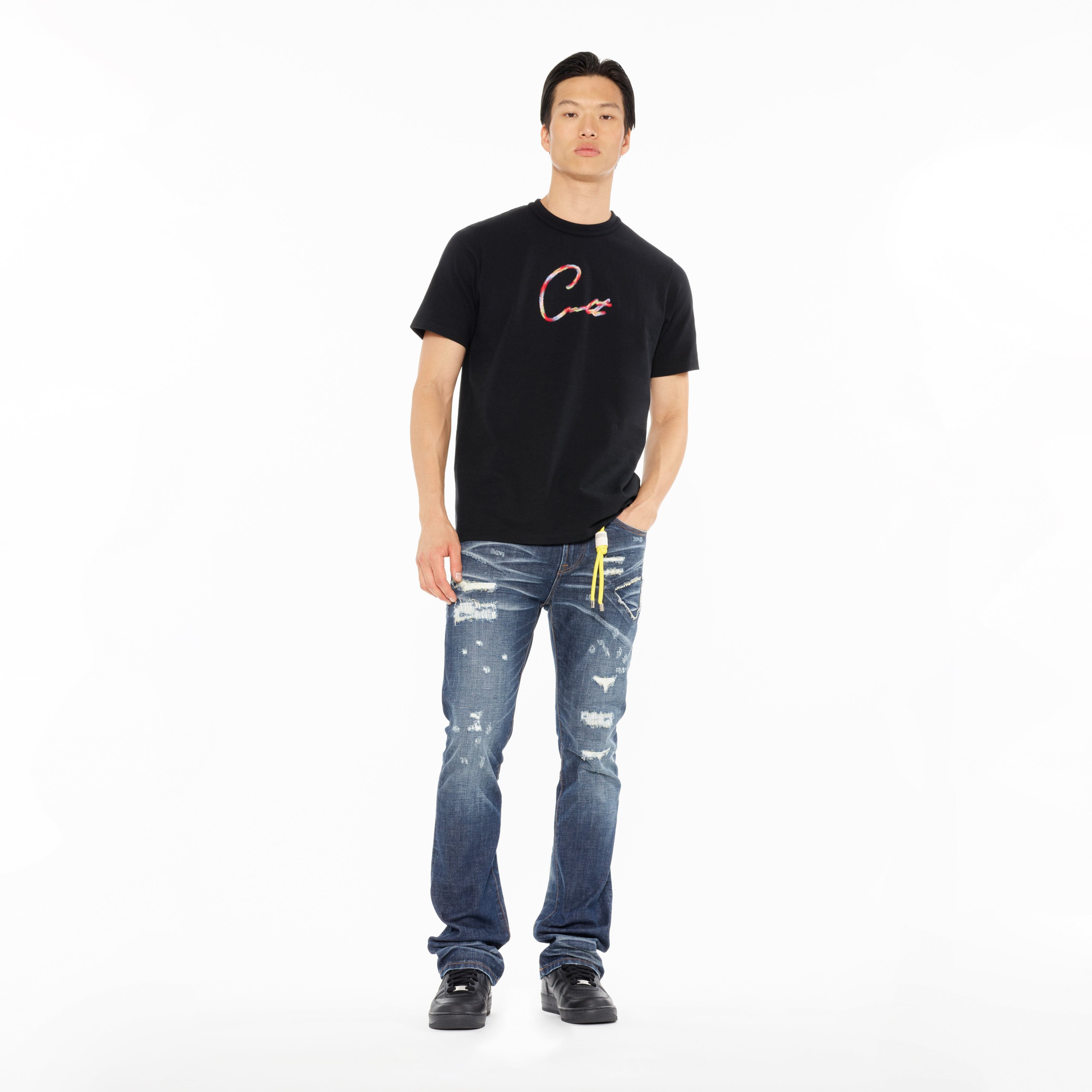 Cult's Heavyweight Short Sleeve Crew Neck Tee "Script Logo" in Black
