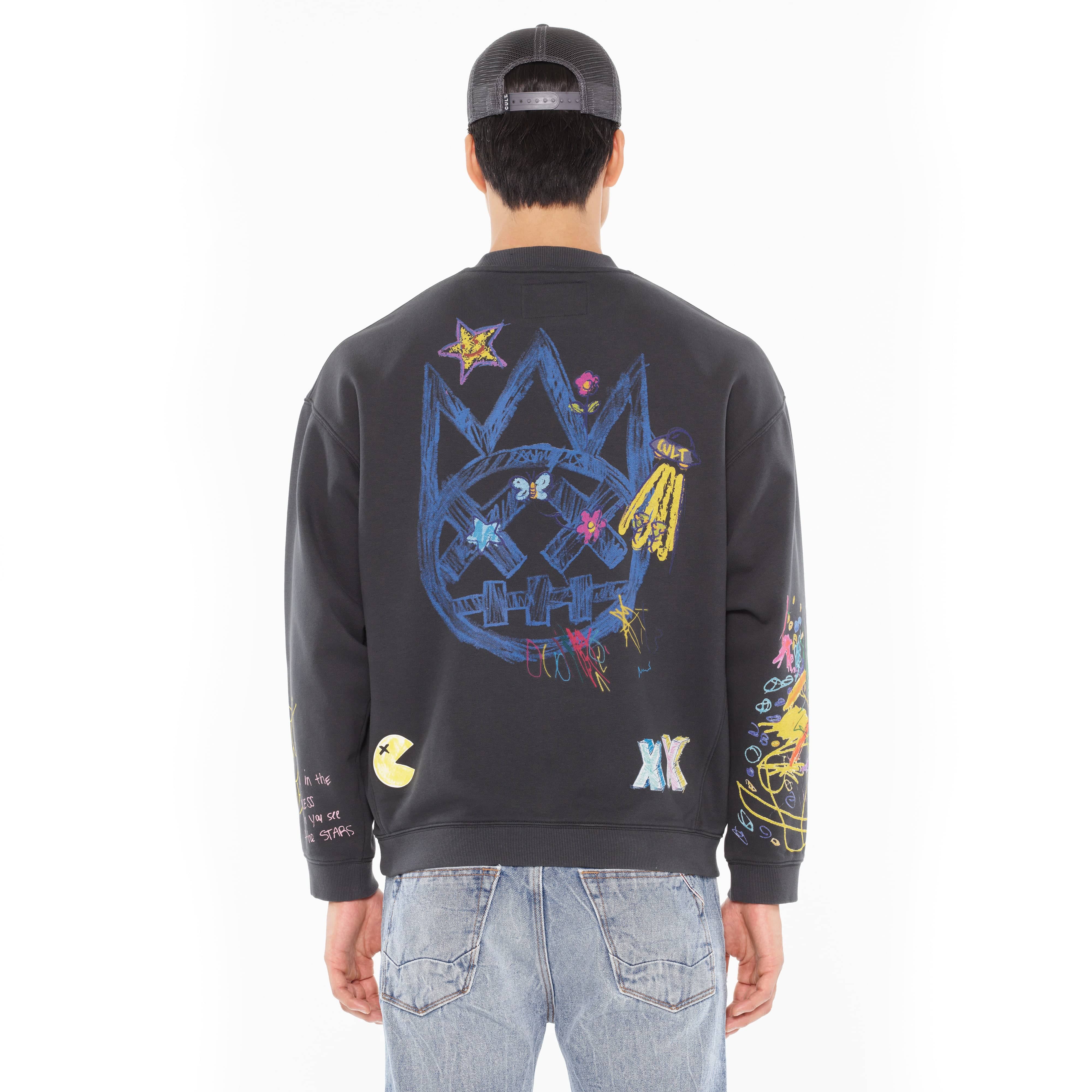 Cult's Novelty Fleece Crew Sweatshirt in Steel