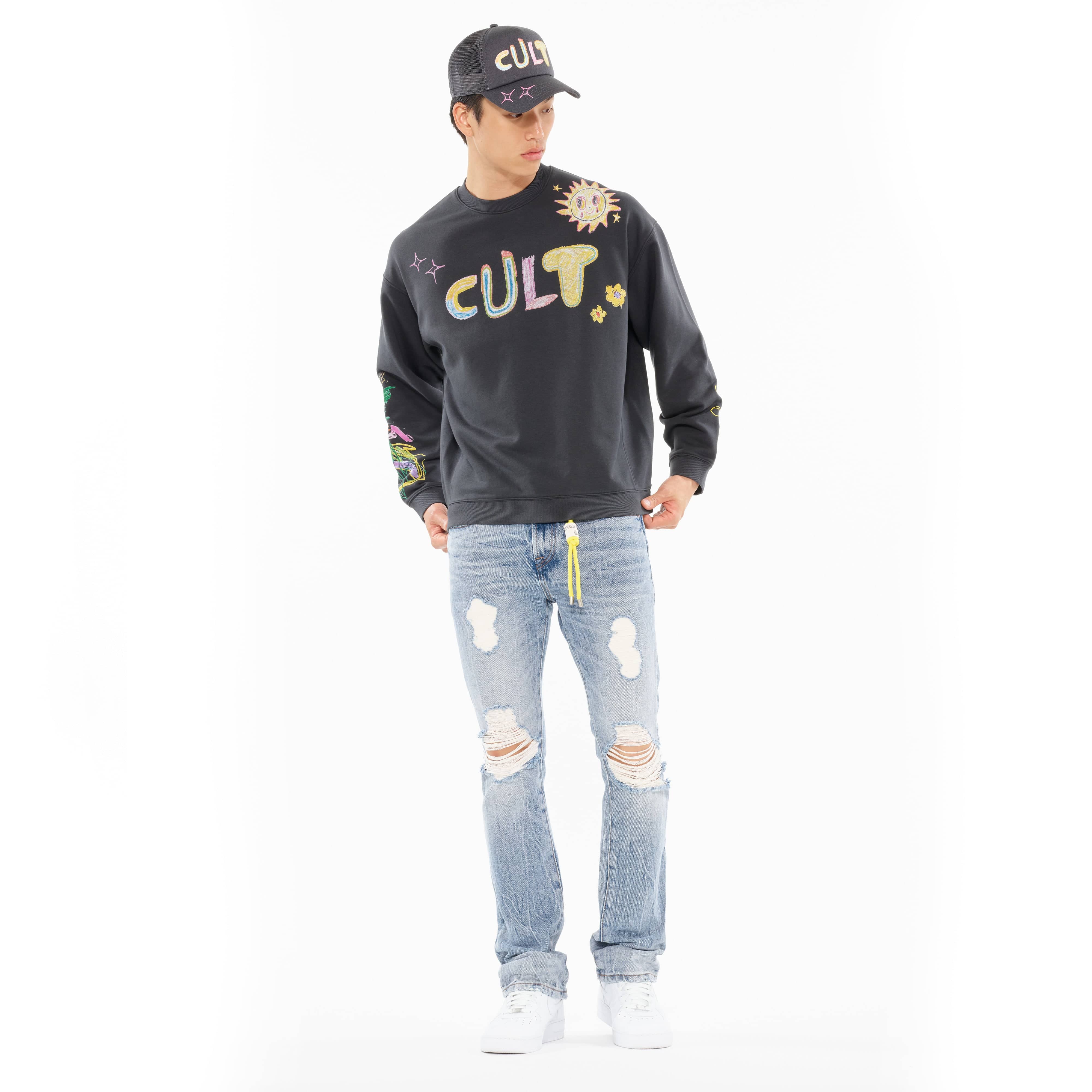 Cult's Novelty Fleece Crew Sweatshirt in Steel