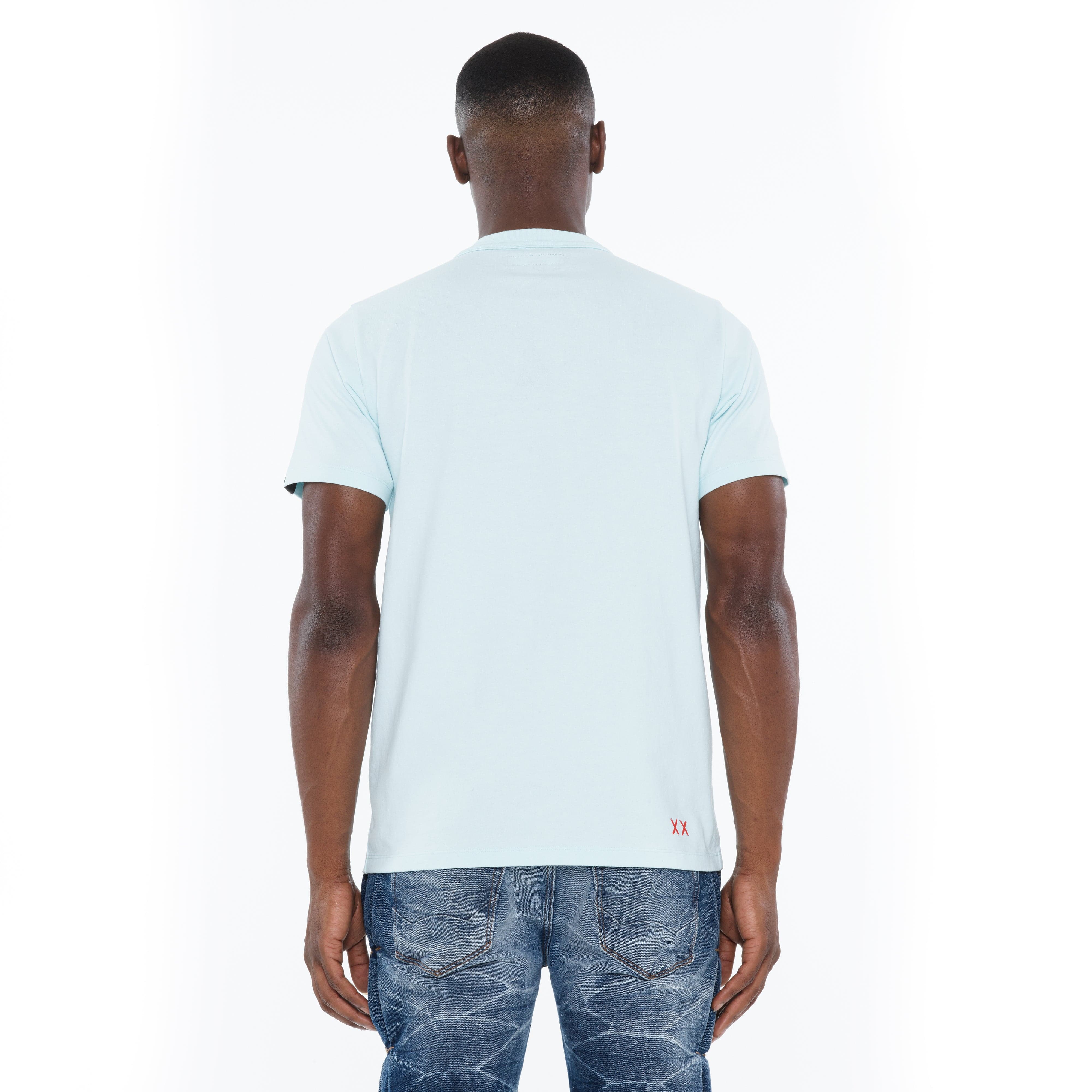 Cult's Heavyweight Short Sleeve Crew Neck Tee "Breaking The Law" in Powder Blue