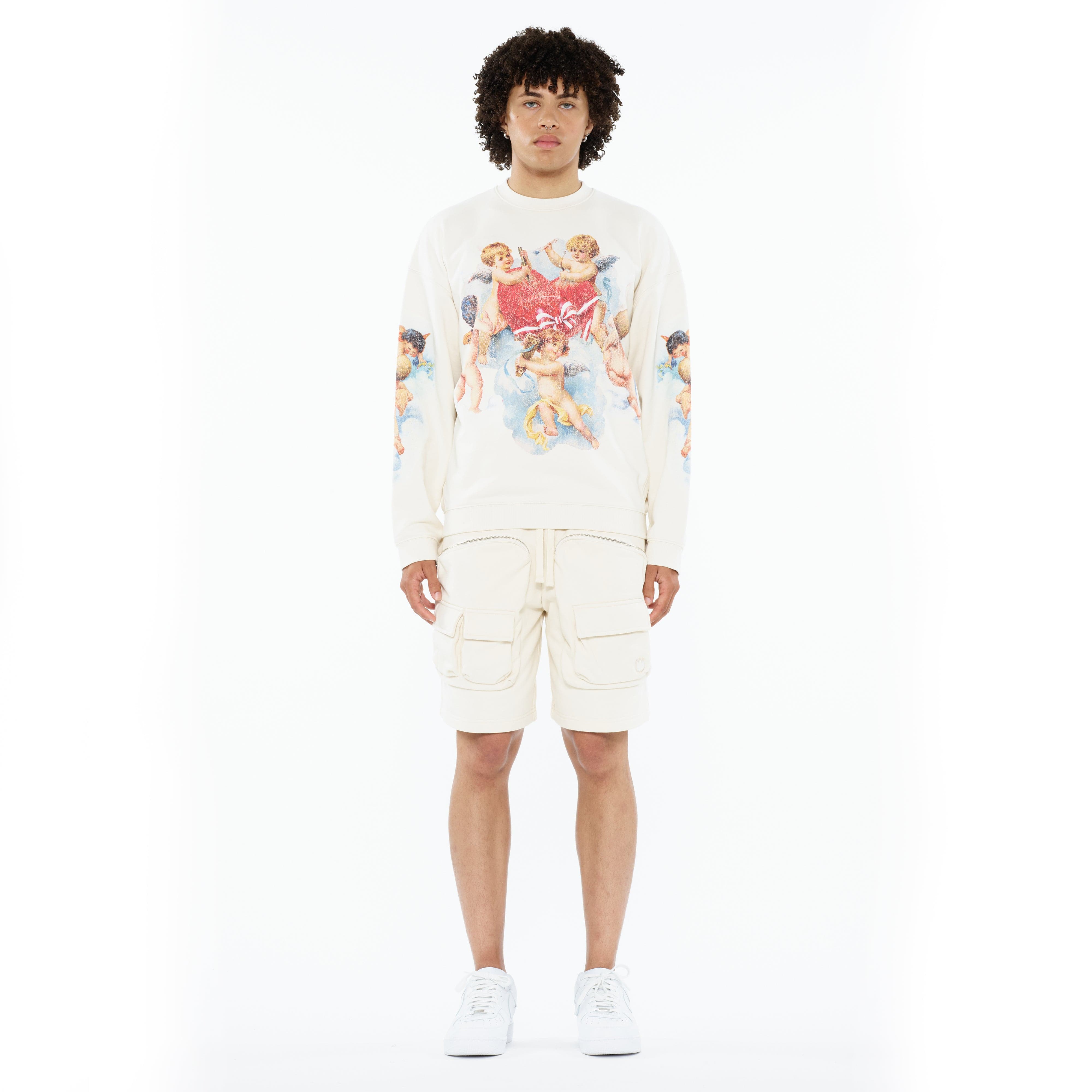 Cult's Novelty Fleece Crew Sweatshirt in Winter White