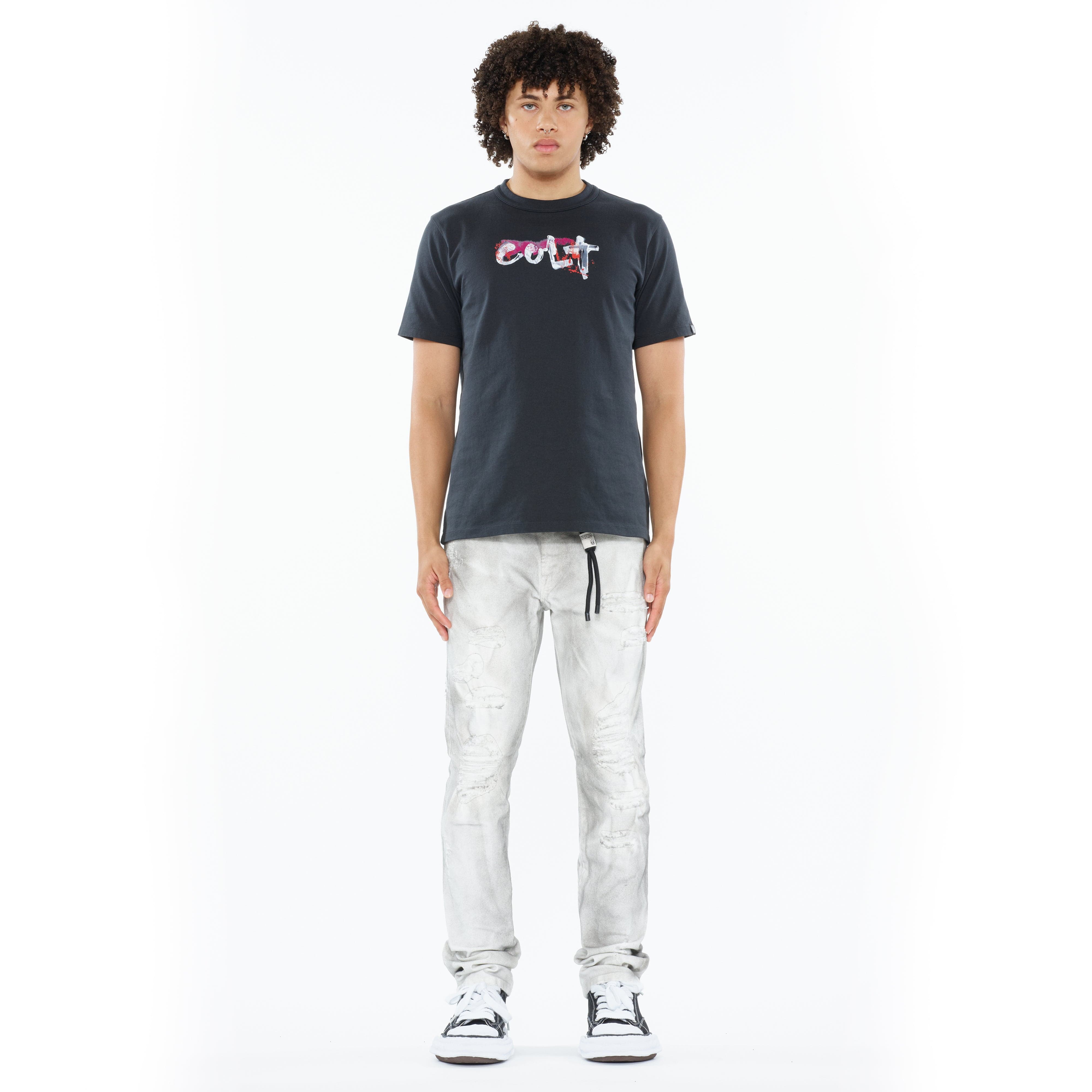 Cult's Heavyweight Short Sleeve Crew Neck Tee "Artist Logo" in Steel