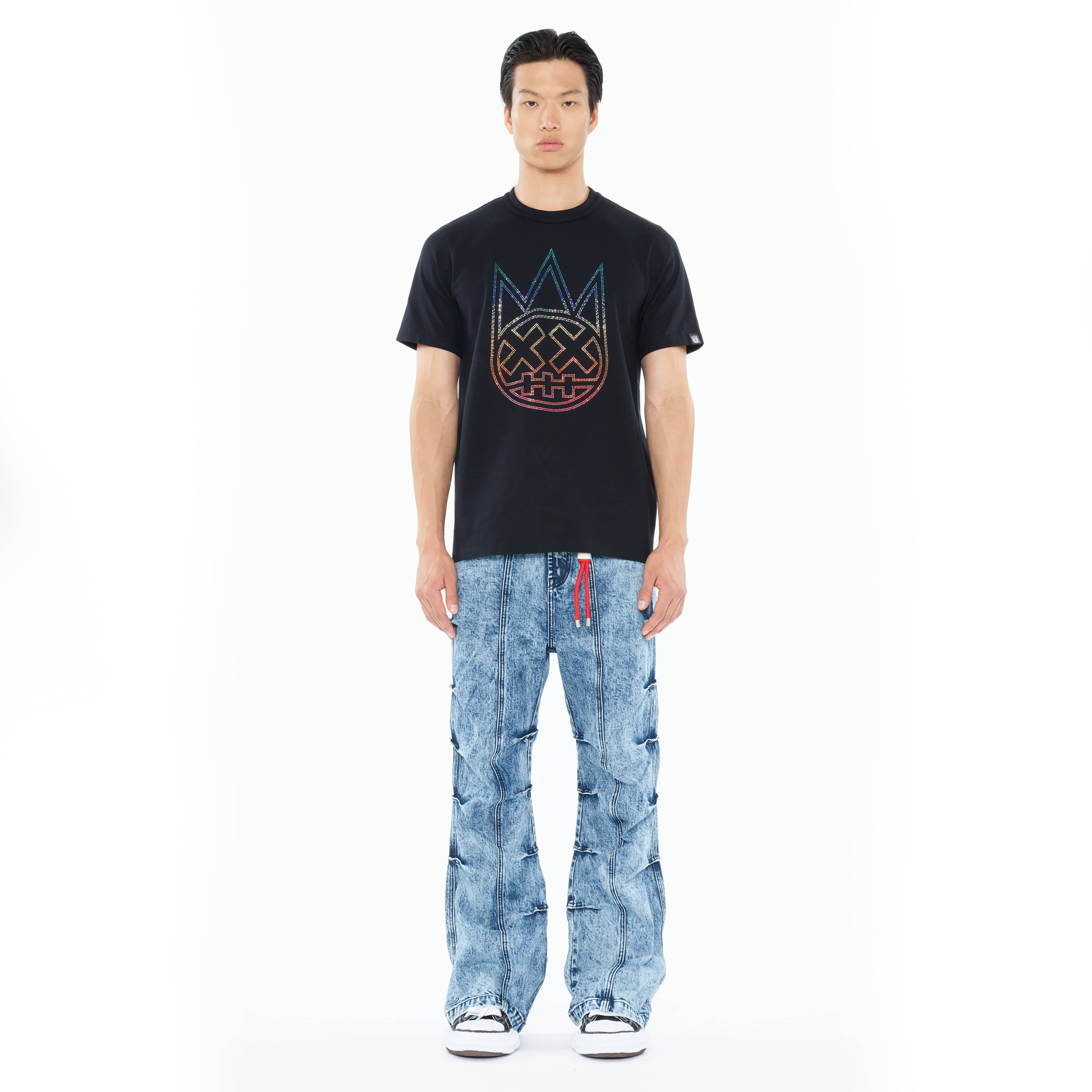 Cult's Heavyweight Short Sleeve Crew Neck Tee "Gradient Logo" in Black
