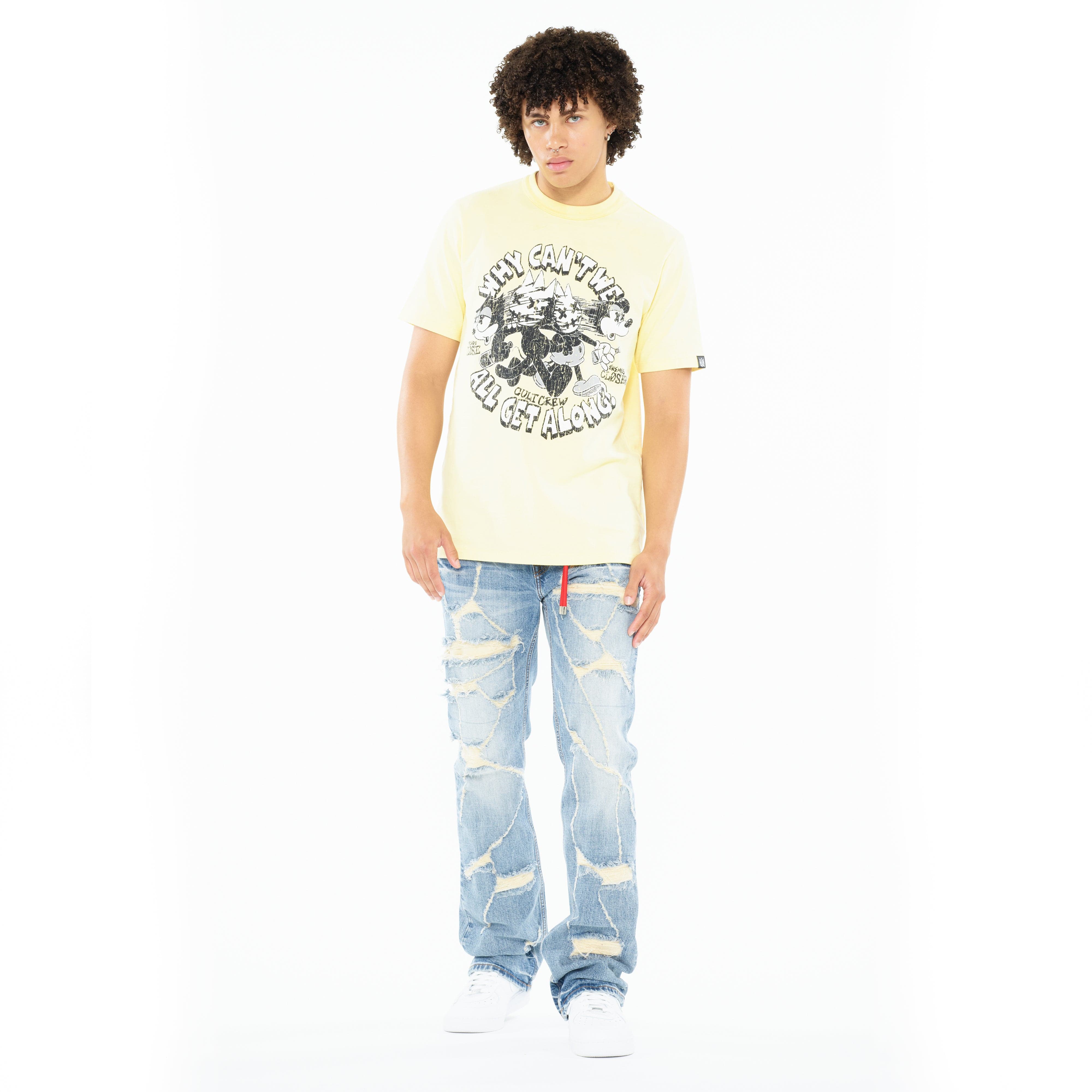 Cult's Heavyweight Short Sleeve Crew Neck Tee "Get Along" in Banana
