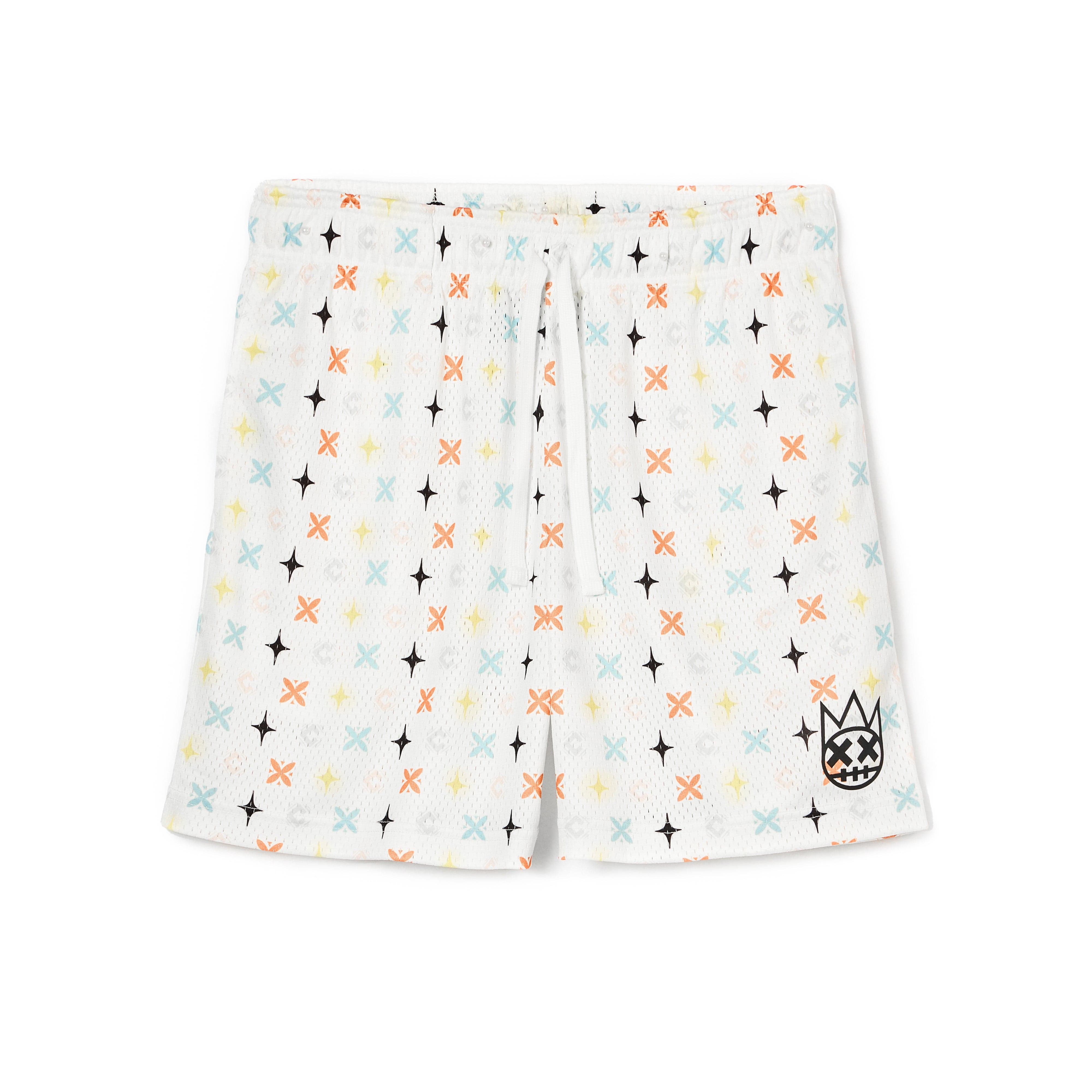 Cult's Mesh Shorts in Cult Repeat Pattern White