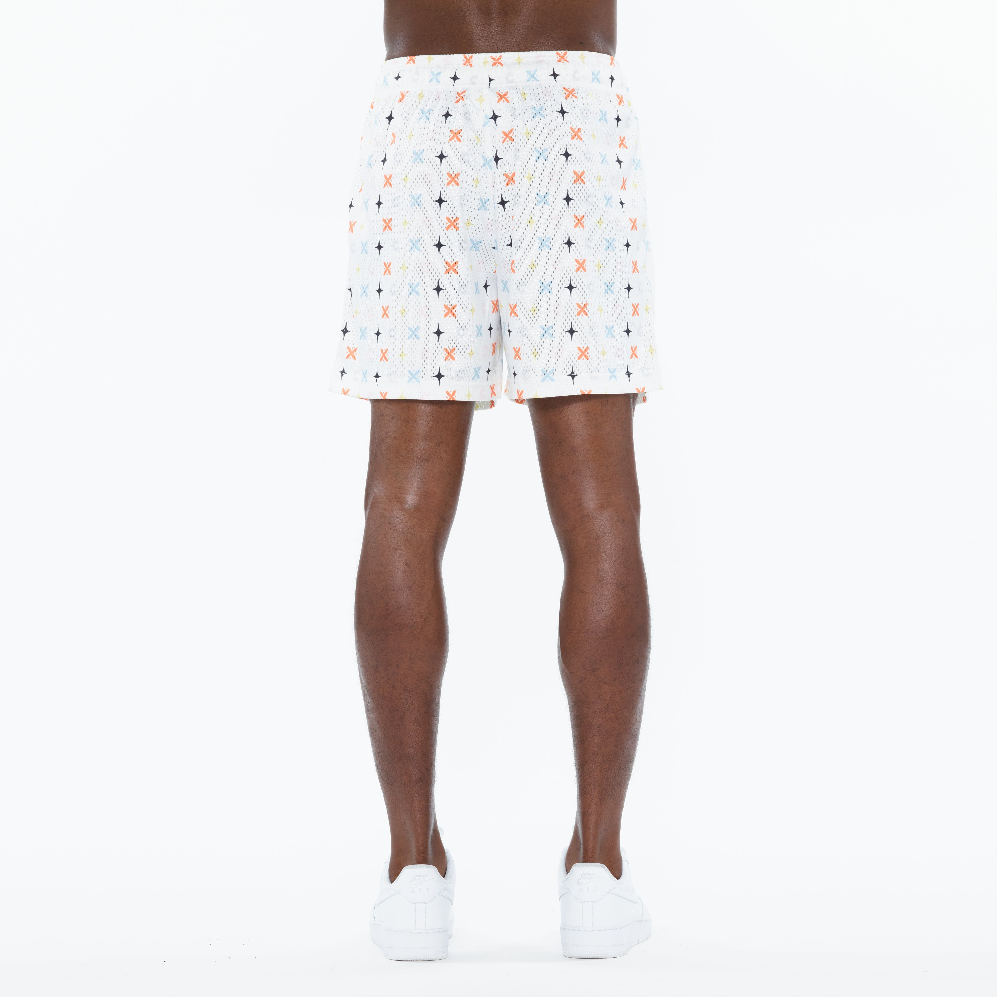 Cult's Mesh Shorts in Cult Repeat Pattern White