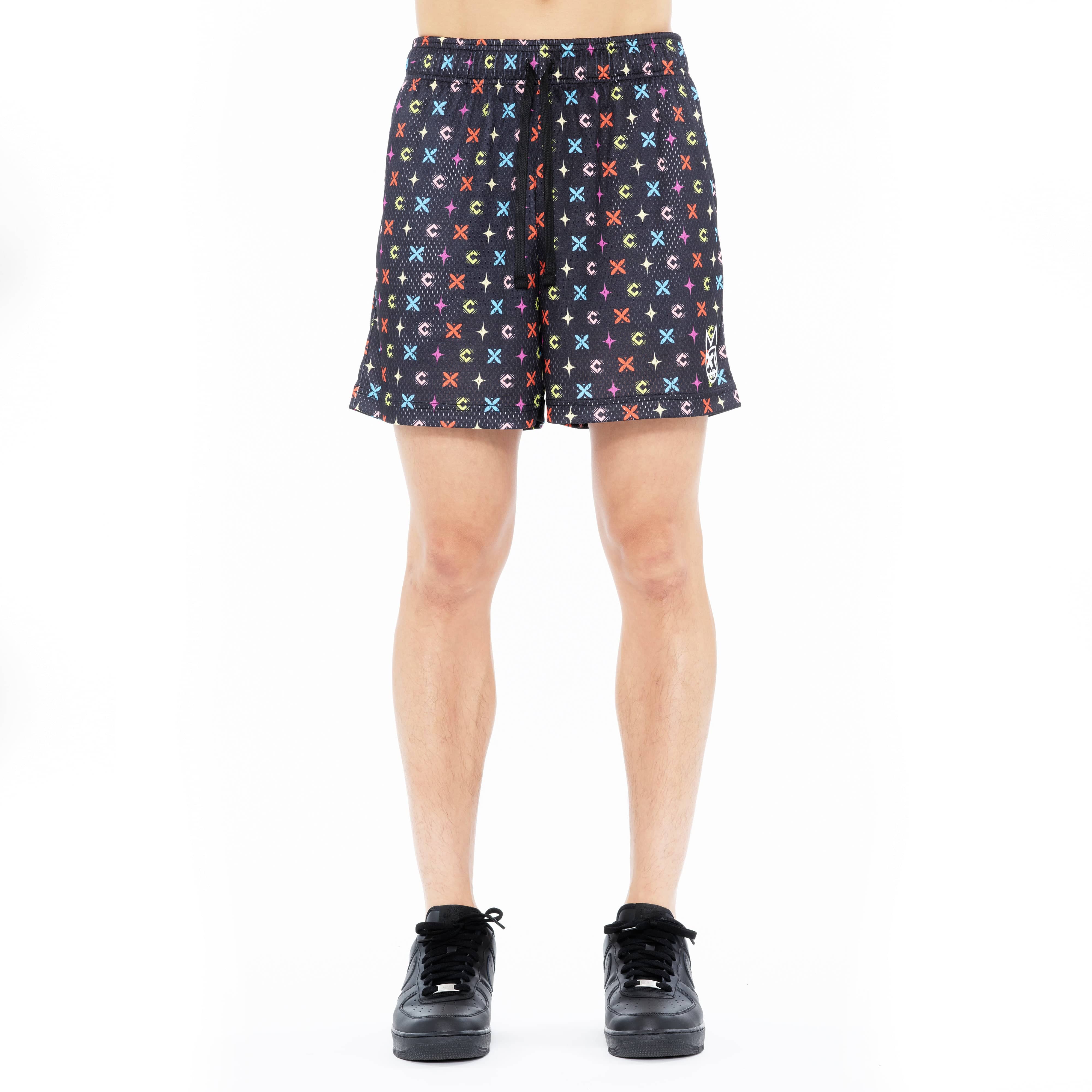Cult's Mesh Shorts in Repeat Pattern Black