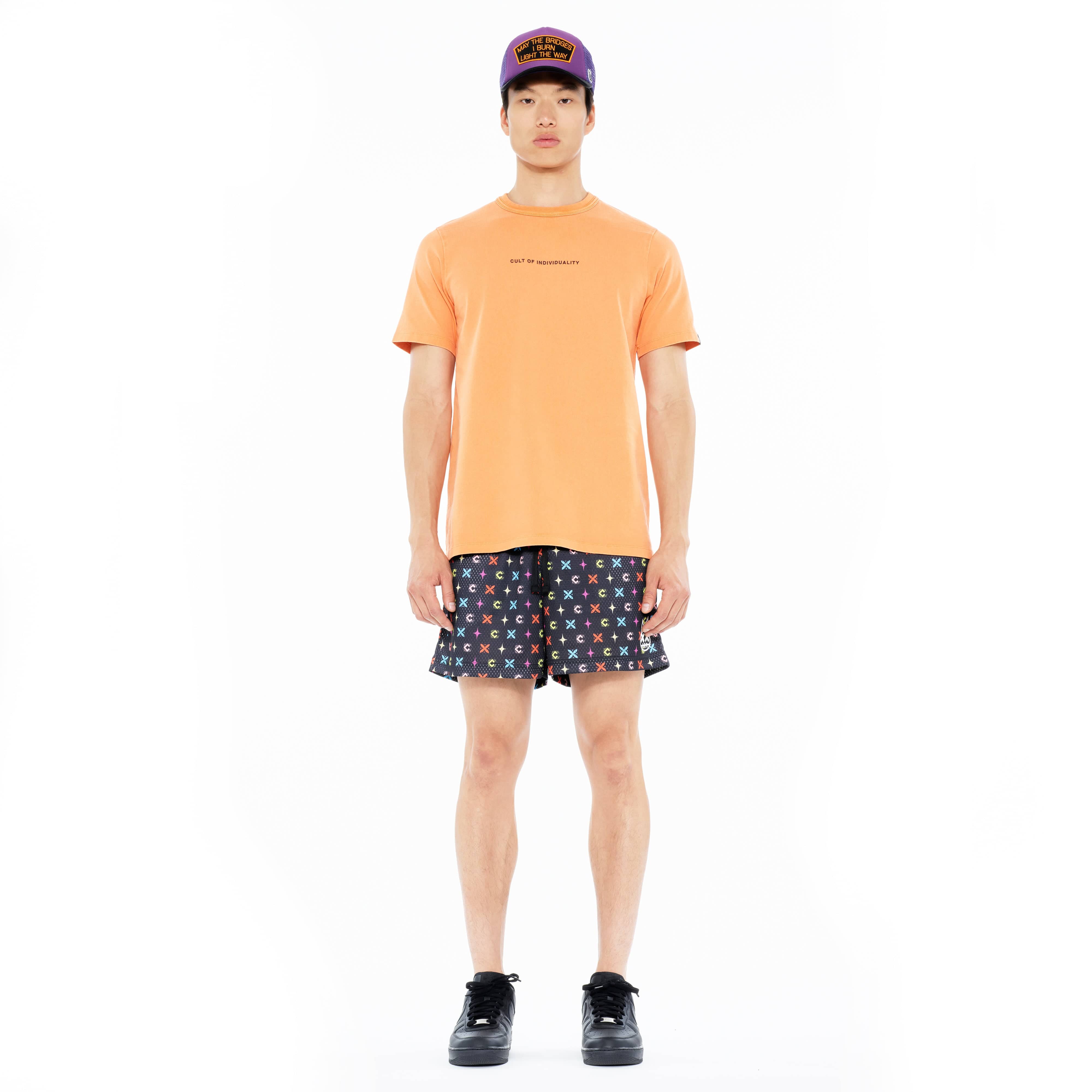 Cult's Mesh Shorts in Repeat Pattern Black