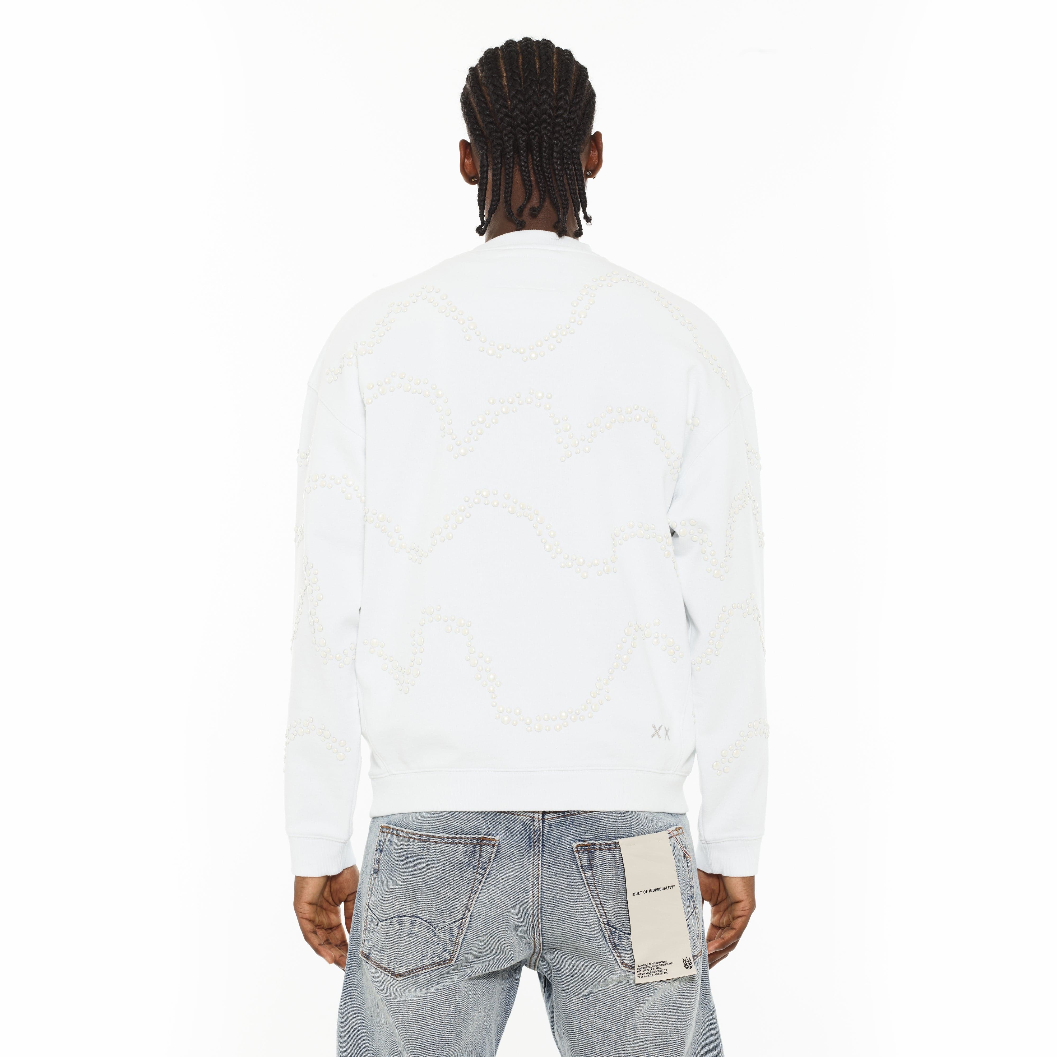 Cult x El Alfa Premium Crew Neck Fleece Sweatshirt in White