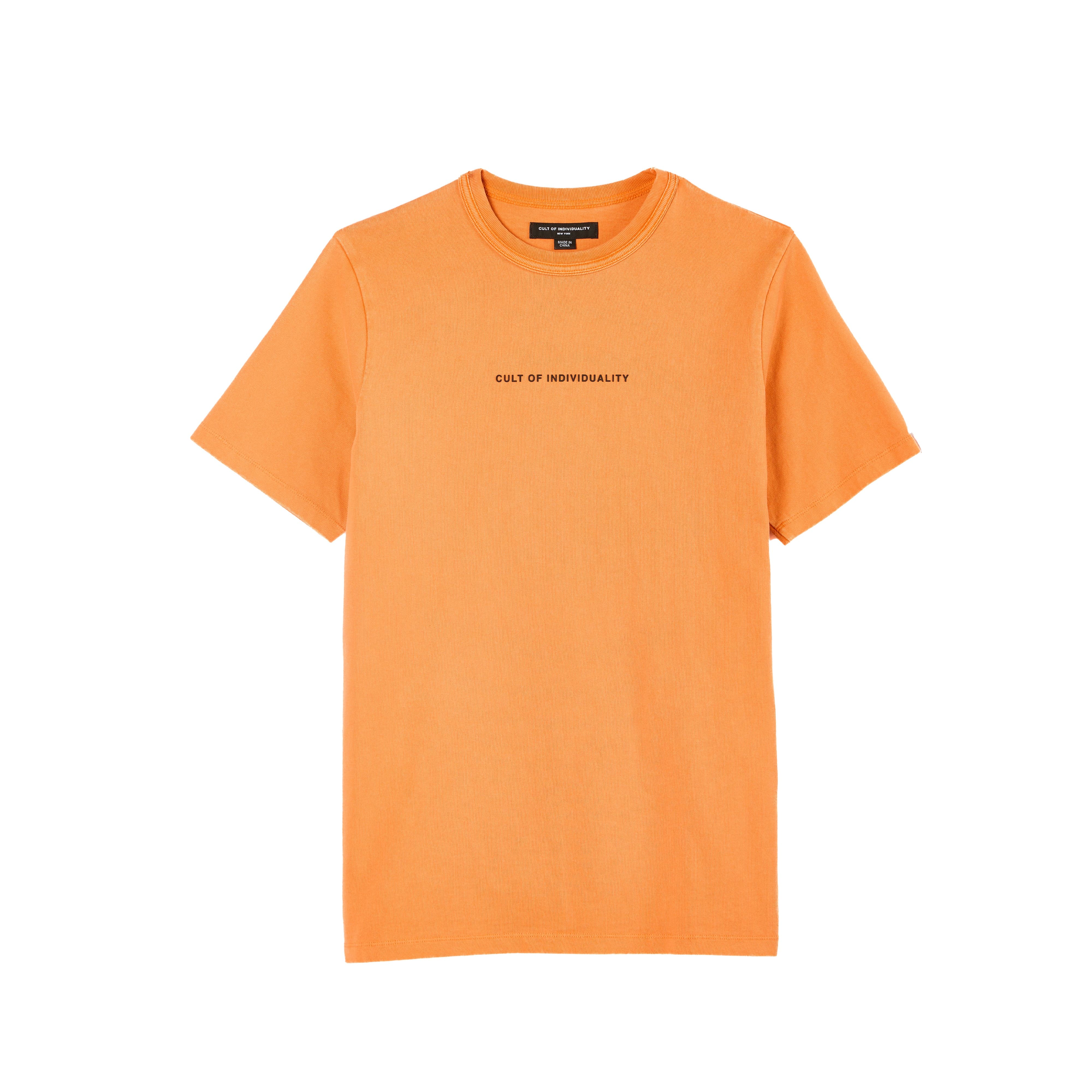 Cult's Heavyweight Short Sleeve Crew Neck Tee "Shimuchan" Logo in Orange